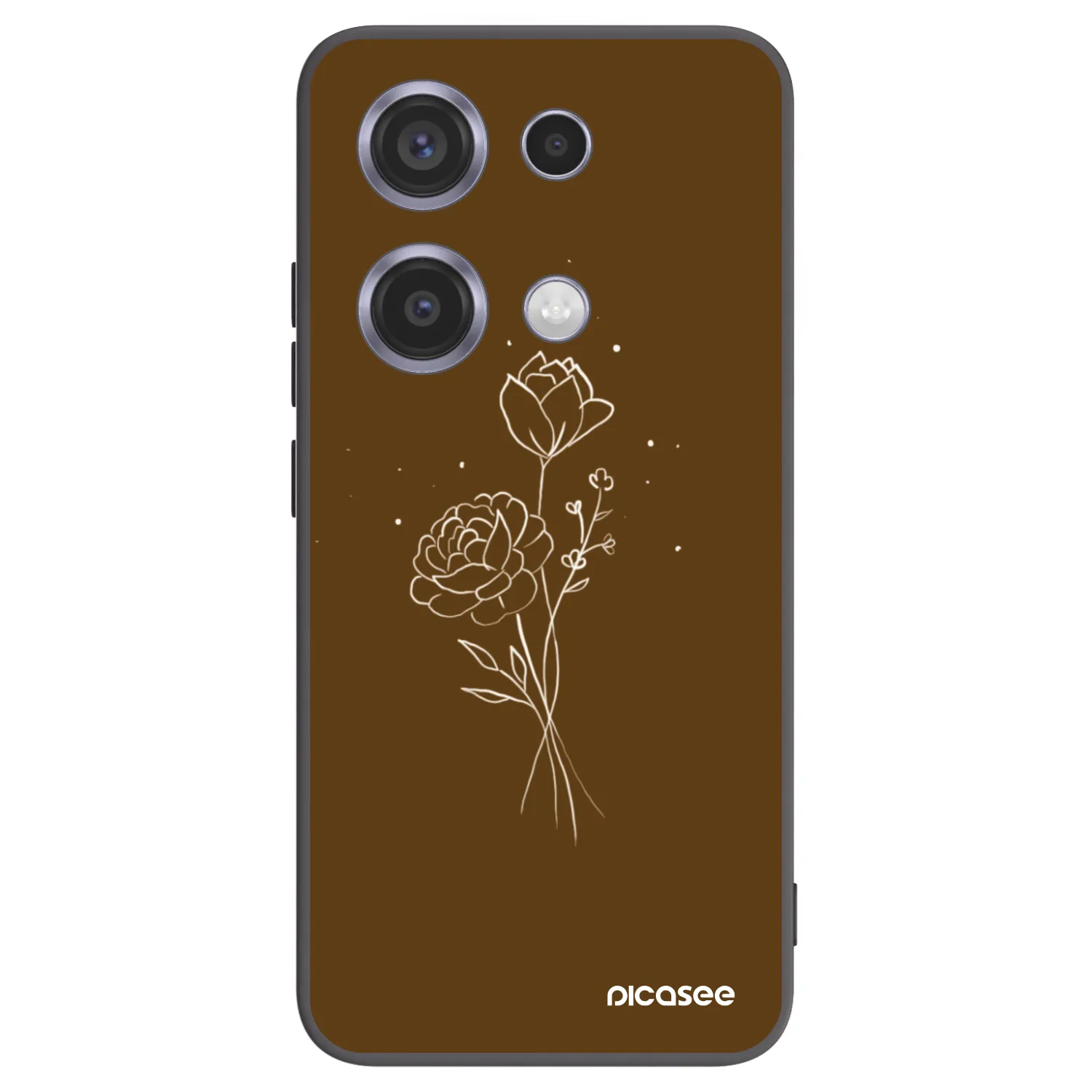 Picasee Μαύρη θήκη σιλικόνης για Xiaomi Redmi Note 14S - Brown flowers