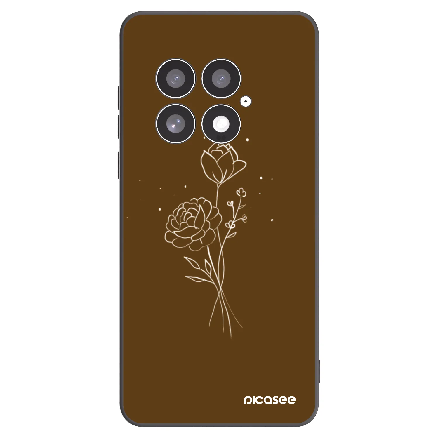 Picasee Μαύρη θήκη σιλικόνης για OnePlus 13 5G - Brown flowers
