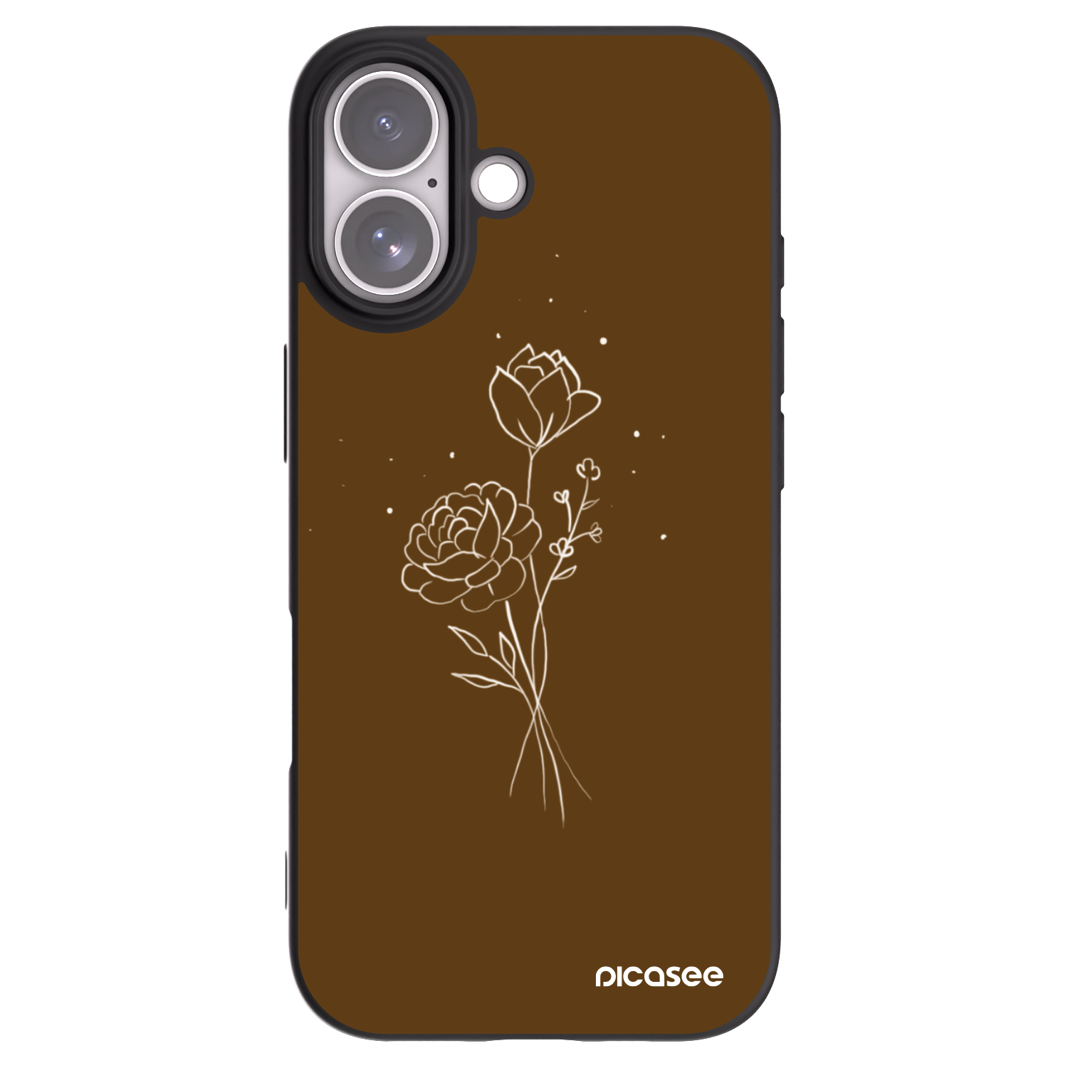 Picasee Μαύρη θήκη σιλικόνης για Apple iPhone 17 - Brown flowers