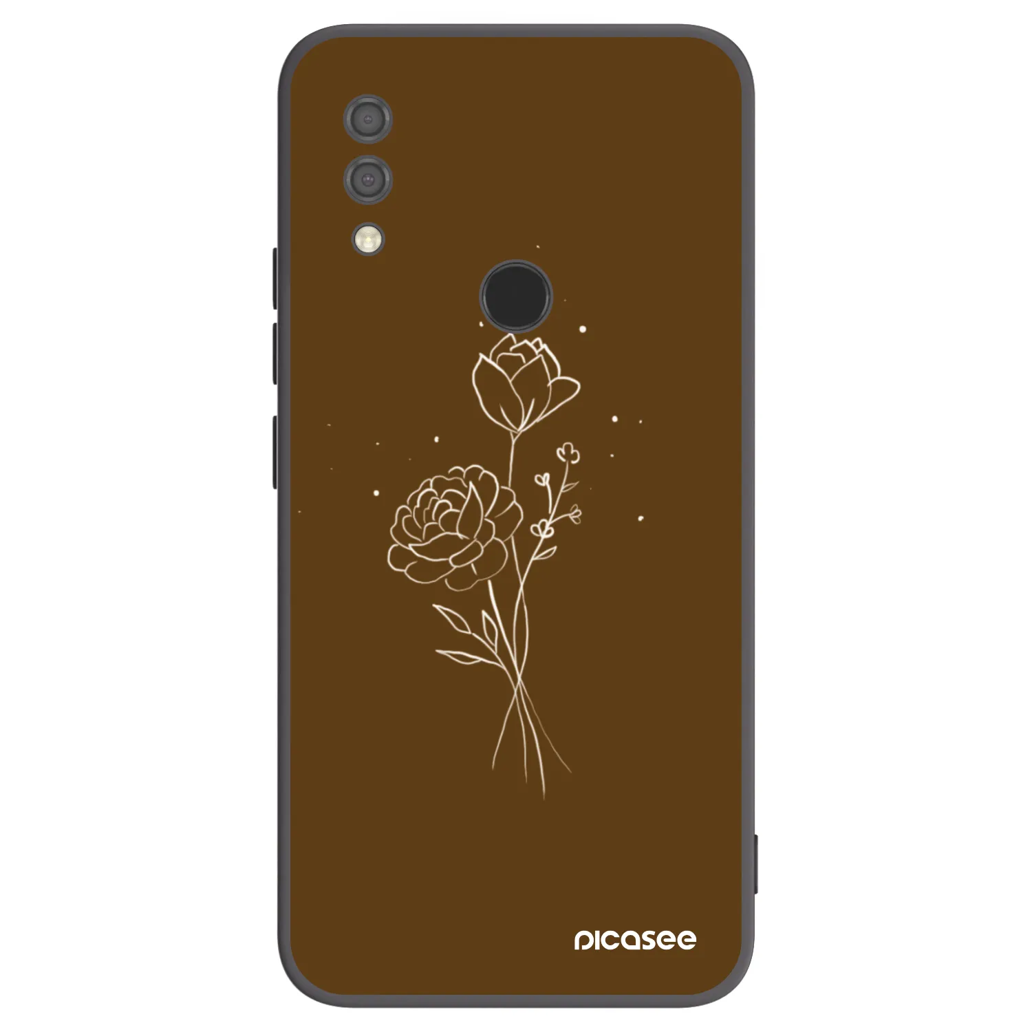 Picasee Μαύρη θήκη σιλικόνης για Xiaomi Redmi 7 - Brown flowers