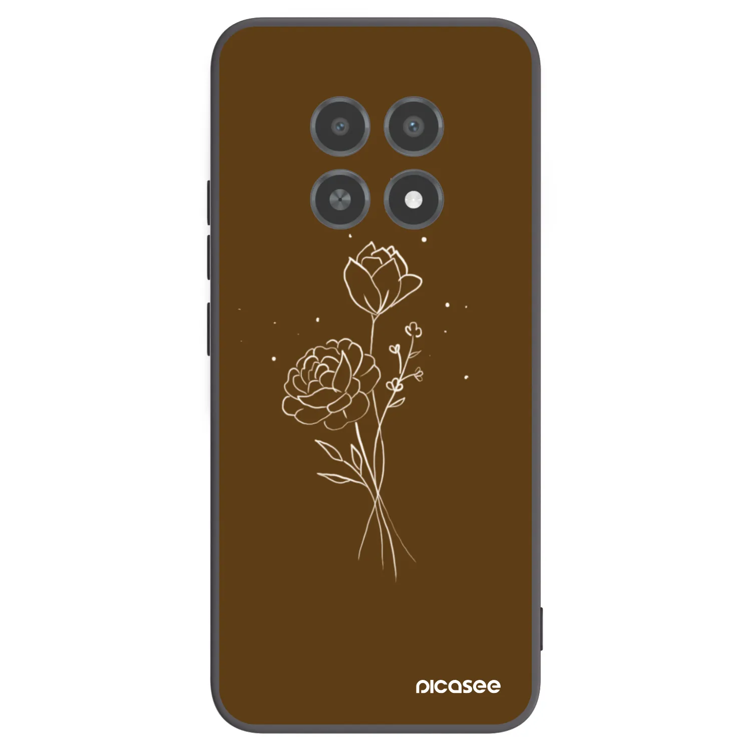 Picasee Μαύρη θήκη σιλικόνης για Realme 12X - Brown flowers