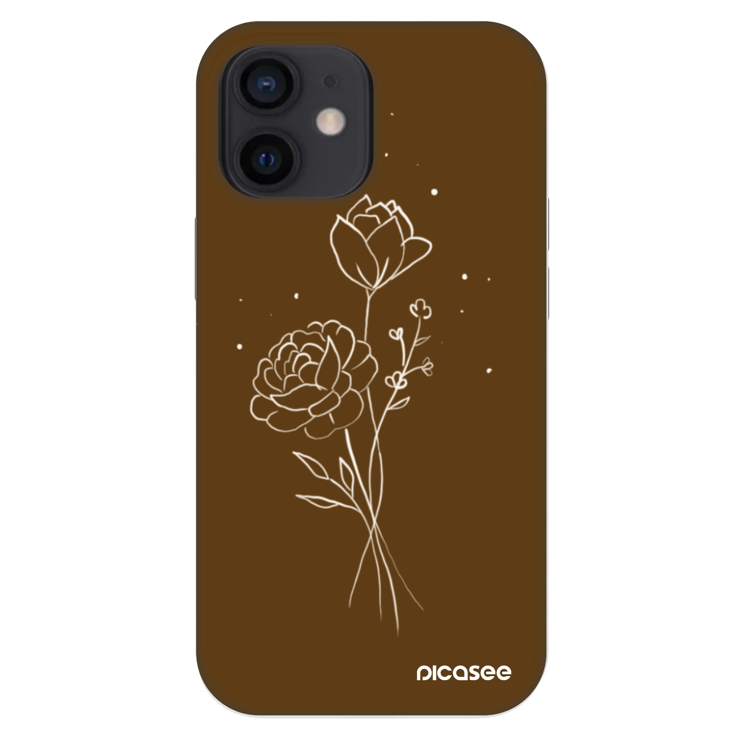Picasee Fashion Case για Apple iPhone 12 mini - Brown flowers