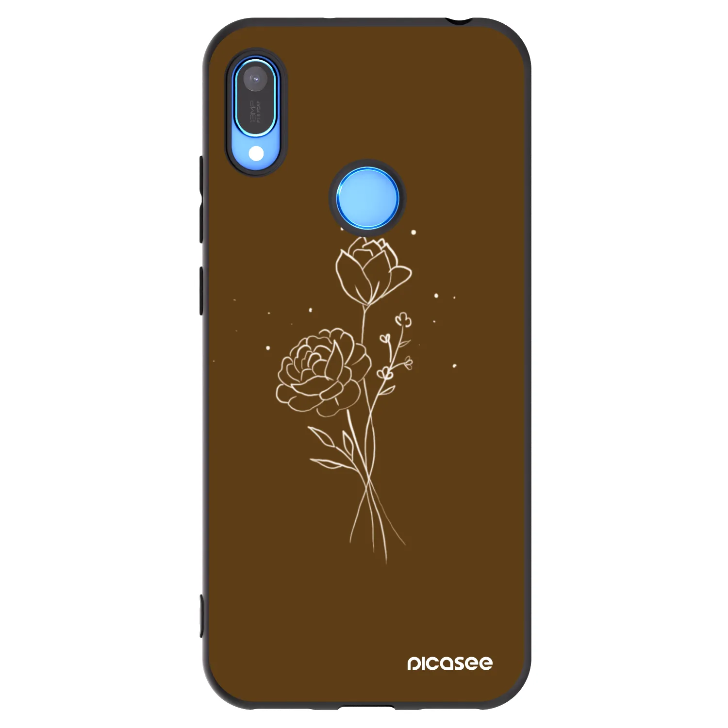 Picasee Μαύρη θήκη σιλικόνης για Huawei Y6 2019 - Brown flowers