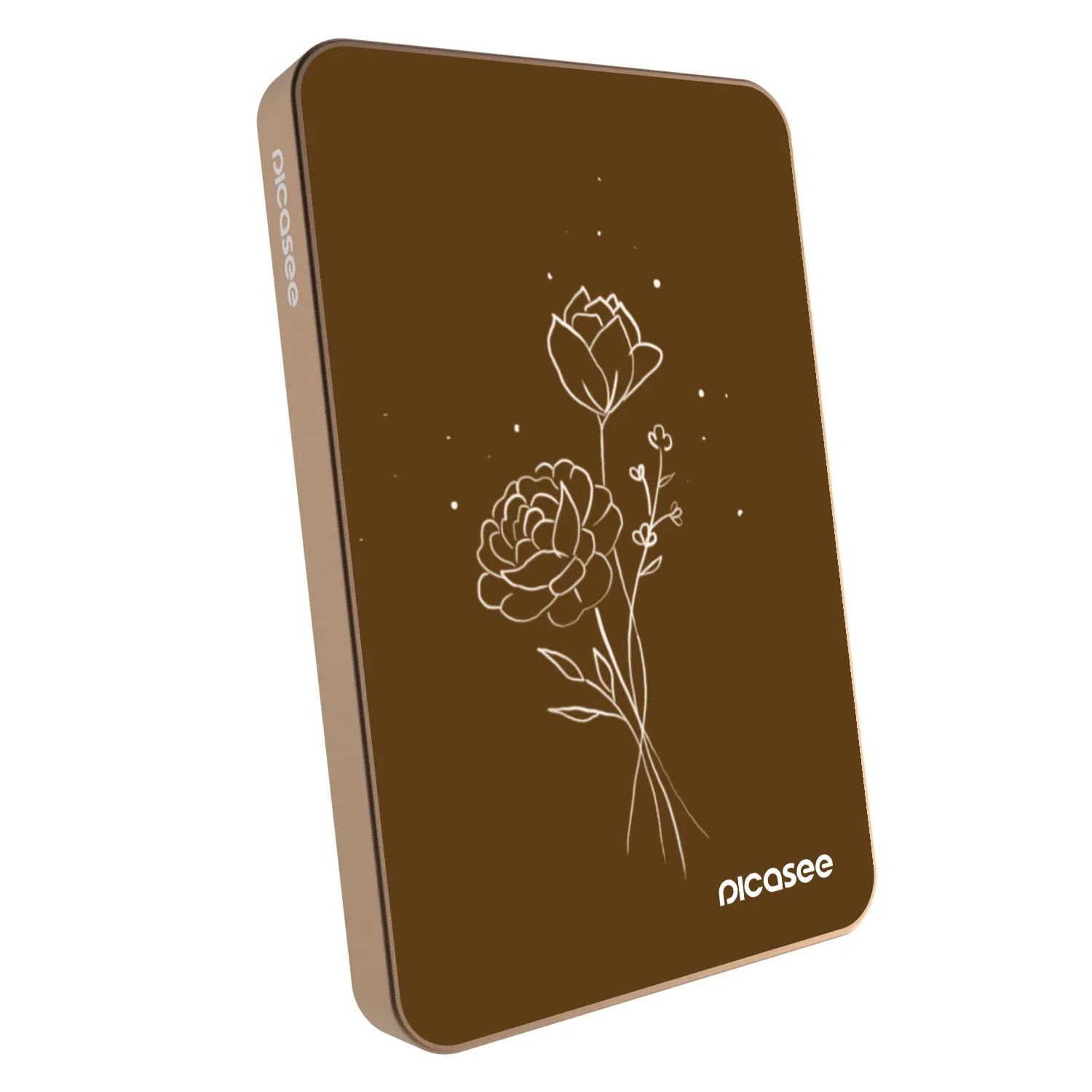 Picasee Powerbank με MagSafe 5 000 mAh Χρυσαφένιος - Brown flowers