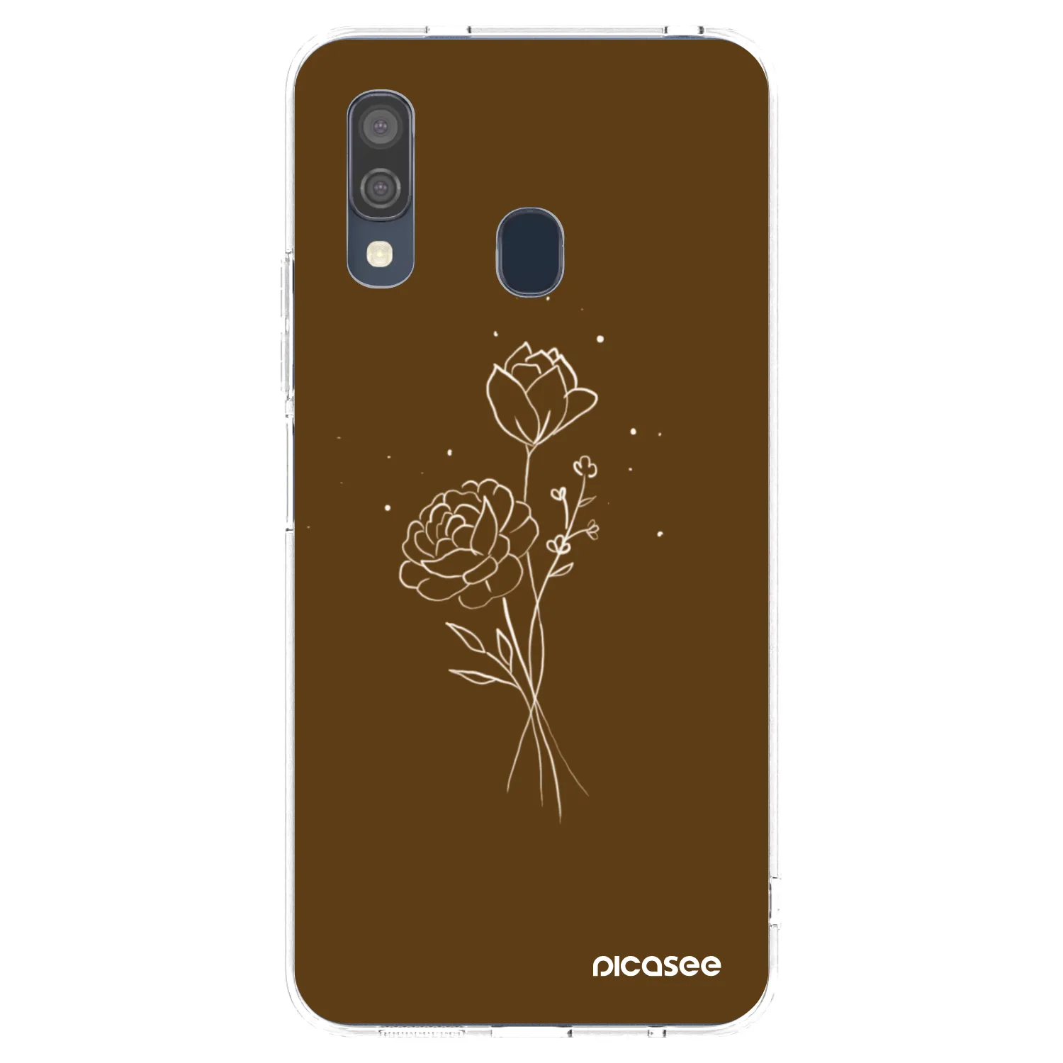 Picasee διαφανής θήκη σιλικόνης Samsung Galaxy A40 A405F - Brown flowers