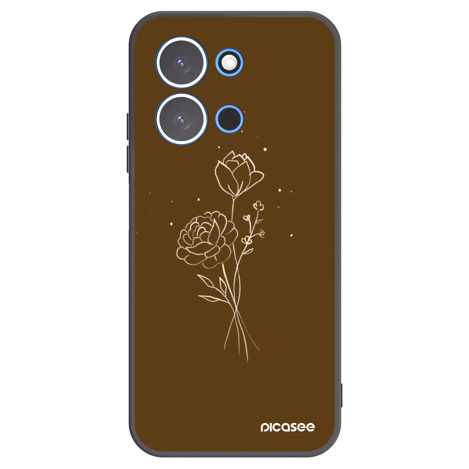 Picasee Μαύρη θήκη σιλικόνης για Xiaomi Redmi 15C 4G - Brown flowers
