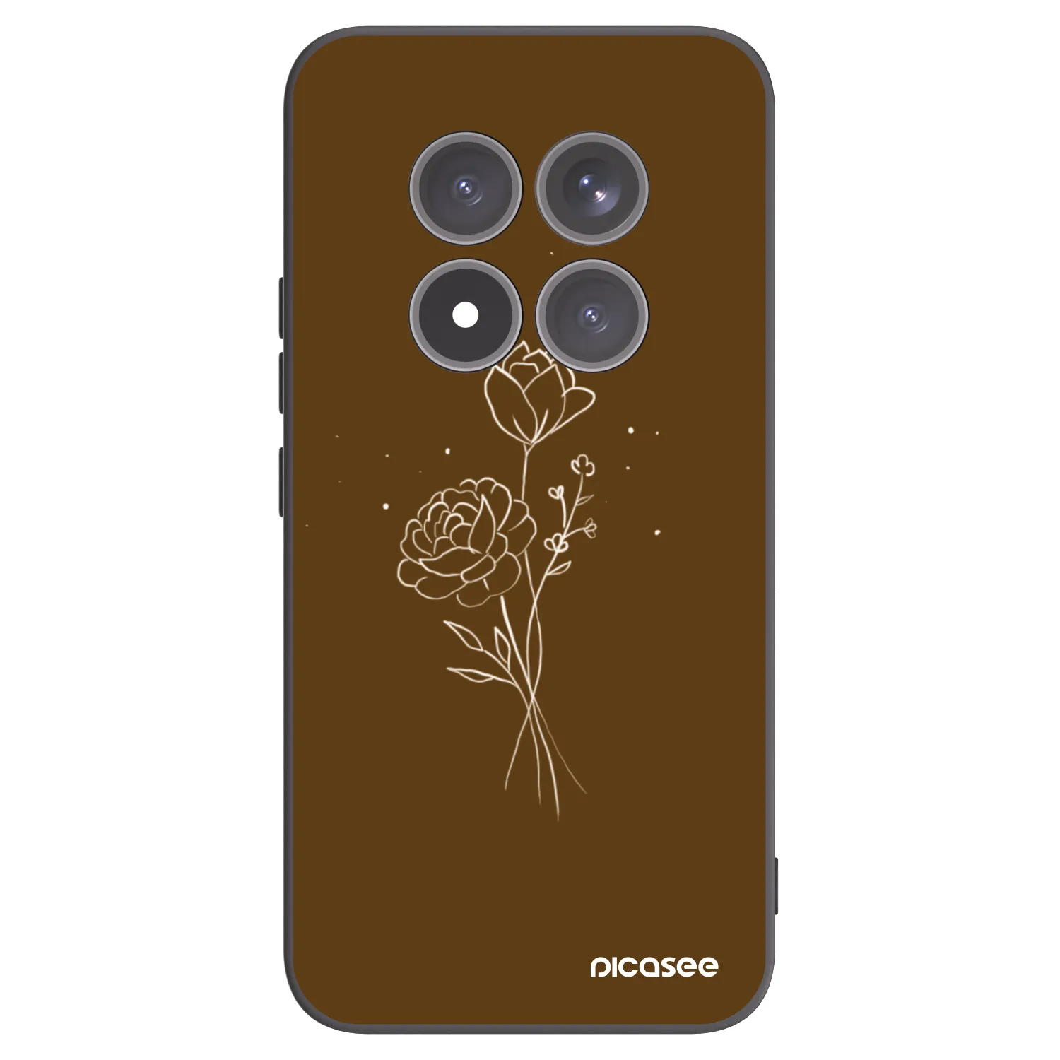 Picasee Μαύρη θήκη σιλικόνης για Xiaomi Redmi Note 15 Pro+ - Brown flowers