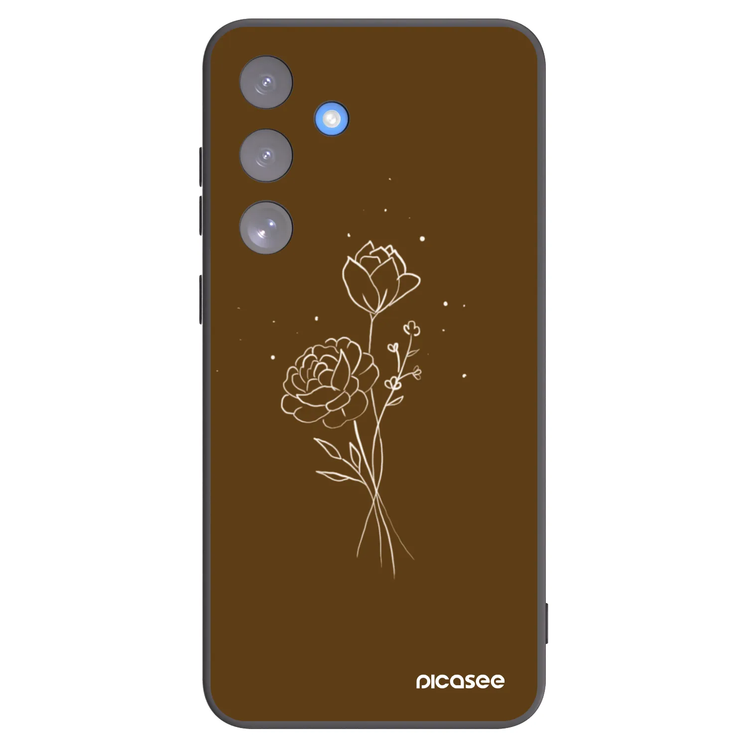 Picasee Μαύρη θήκη σιλικόνης για Samsung Galaxy S25 FE 5G - Brown flowers