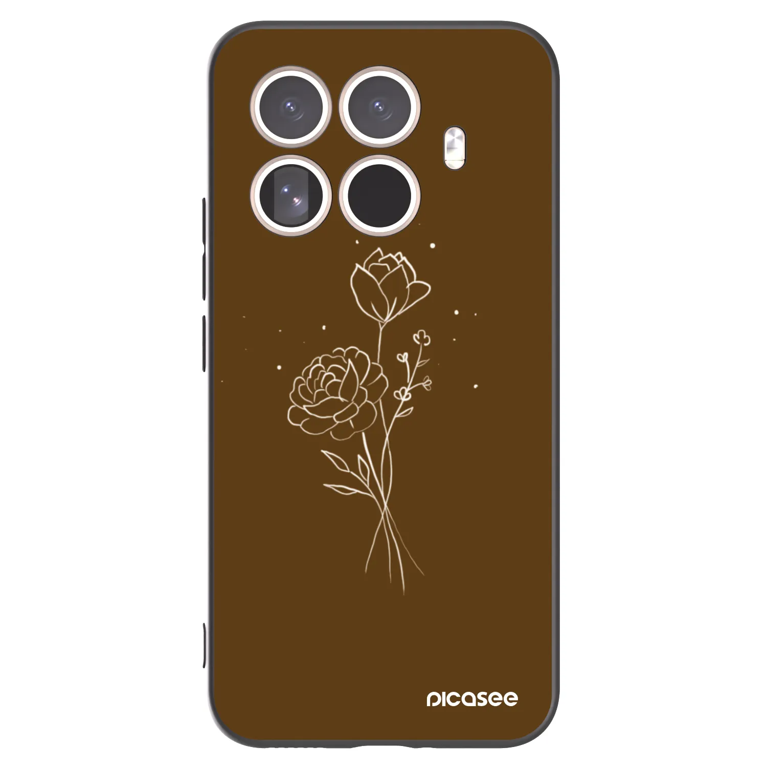Picasee Μαύρη θήκη σιλικόνης για Xiaomi 15T Pro - Brown flowers