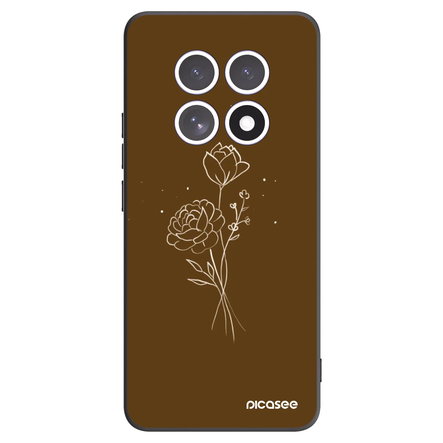Picasee Μαύρη θήκη σιλικόνης για Xiaomi Redmi Note 15 - Brown flowers