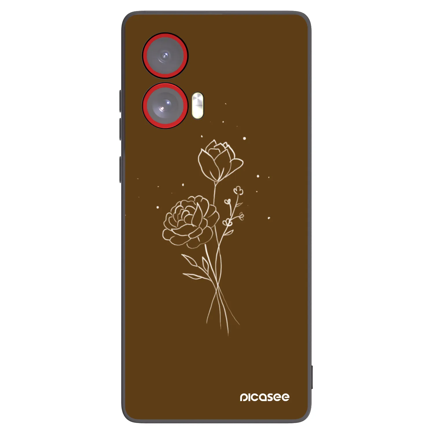 Picasee Μαύρη θήκη σιλικόνης για Motorola Edge 50 Fusion - Brown flowers