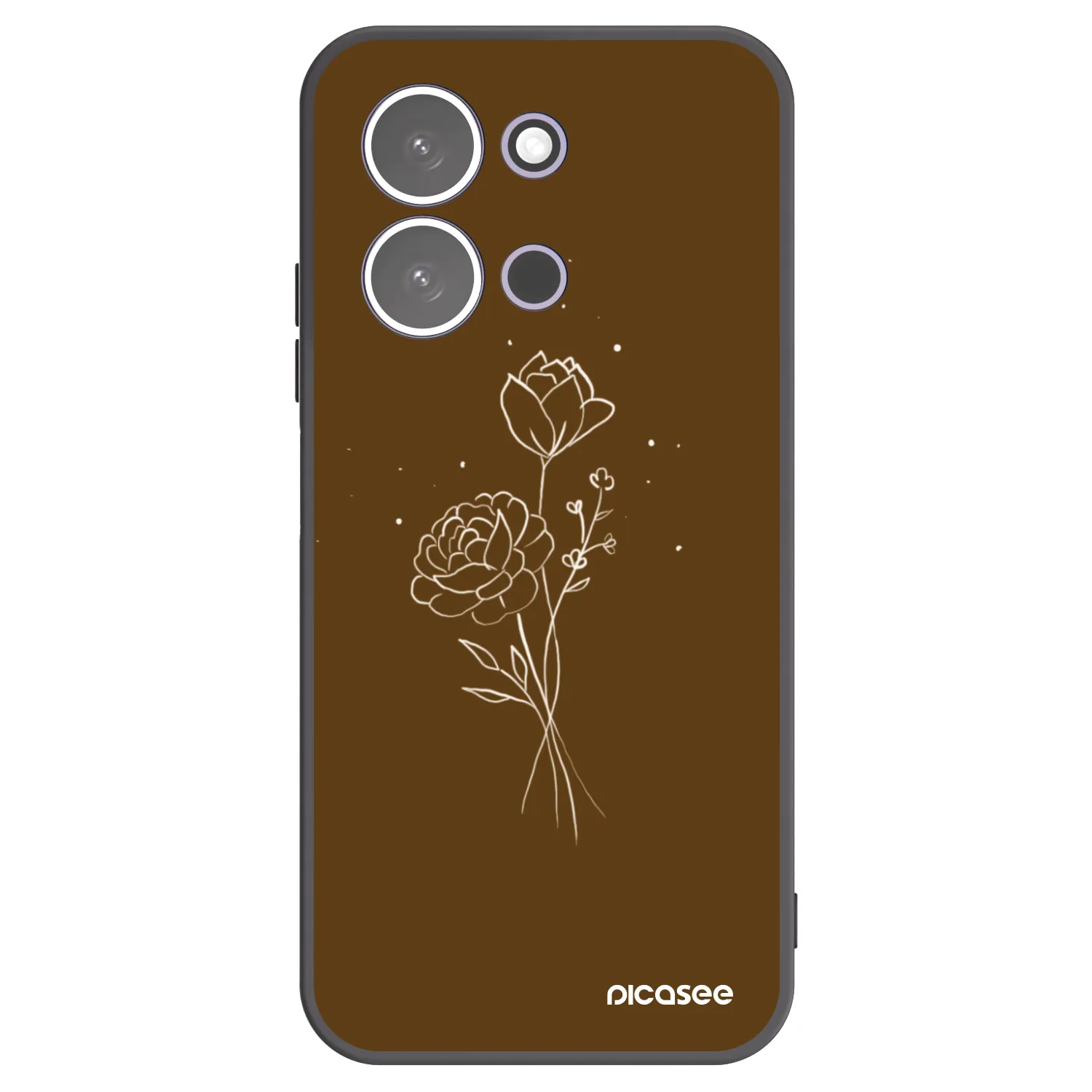 Picasee Μαύρη θήκη σιλικόνης για Xiaomi Redmi 15C 5G - Brown flowers