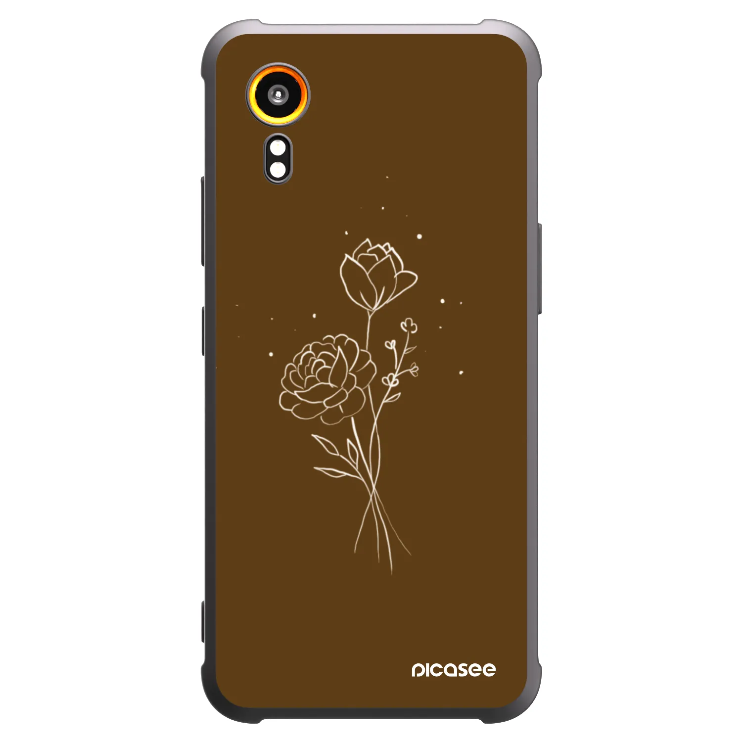 Picasee Μαύρη θήκη σιλικόνης για Samsung Galaxy Xcover 7 - Brown flowers