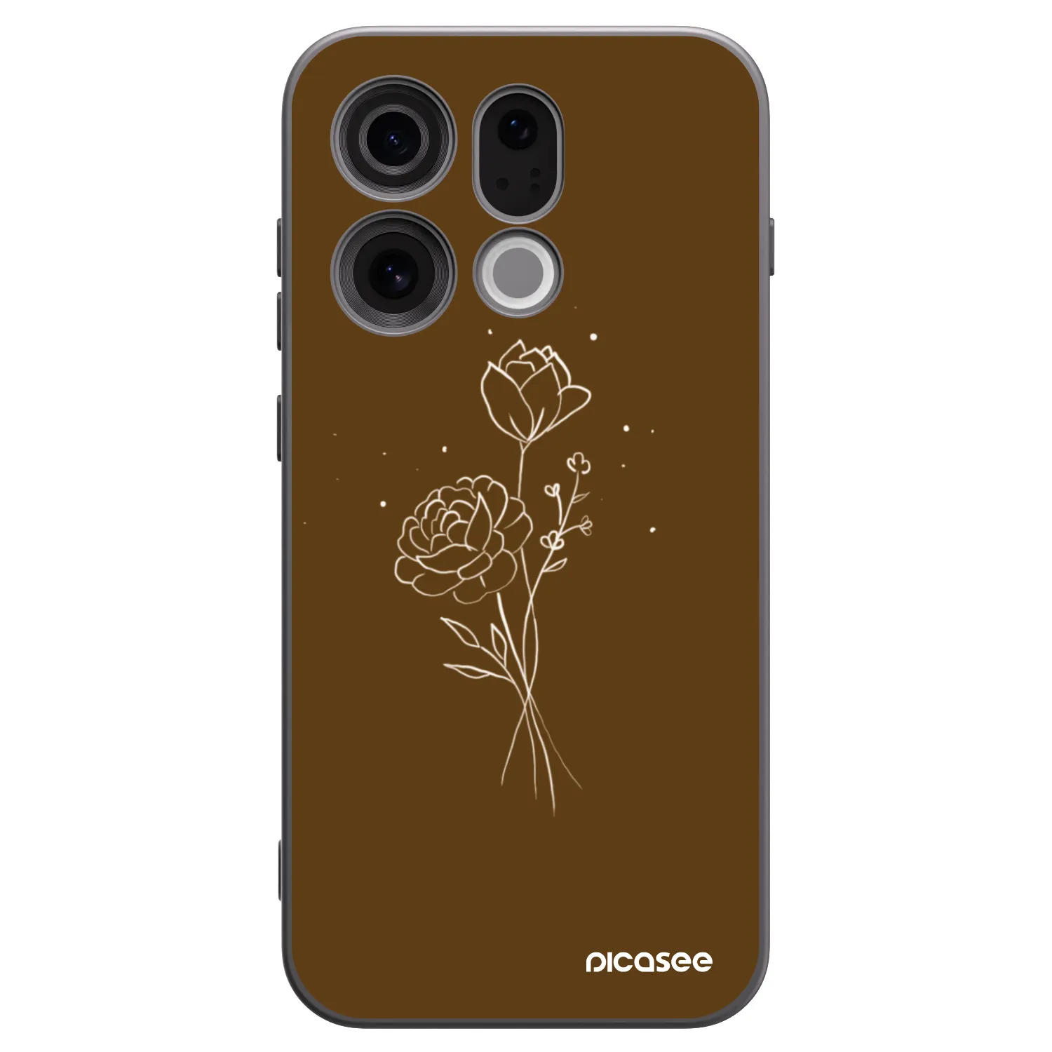 Picasee Μαύρη θήκη σιλικόνης για OPPO Find X9 - Brown flowers
