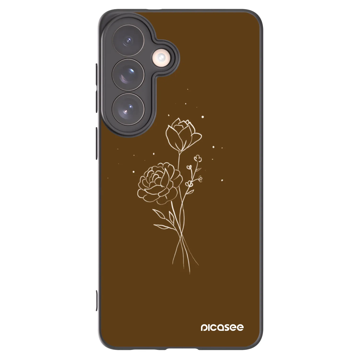 Picasee Μαύρη θήκη σιλικόνης για Samsung Galaxy S26+ - Brown flowers