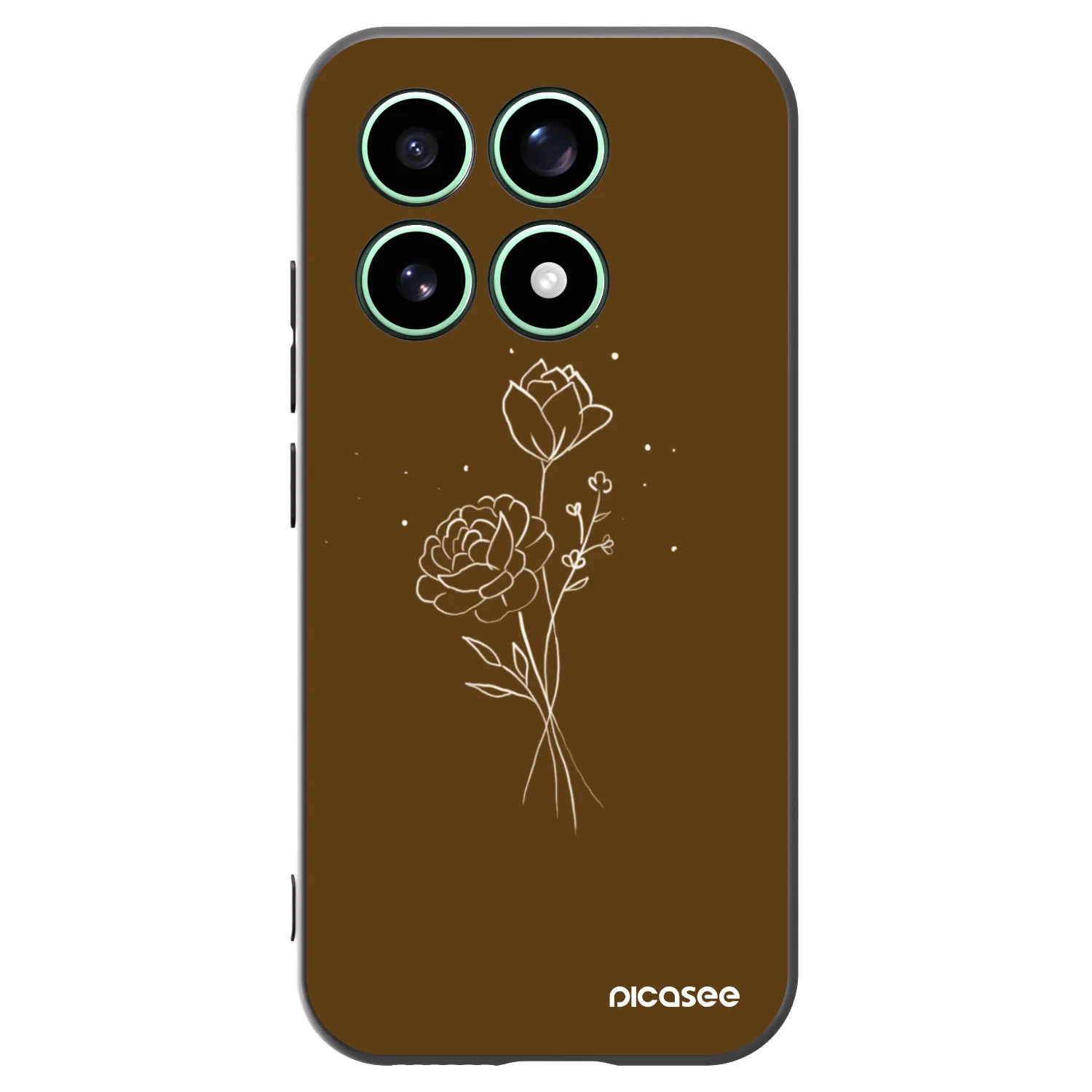 Picasee Μαύρη θήκη σιλικόνης για Xiaomi 17 - Brown flowers