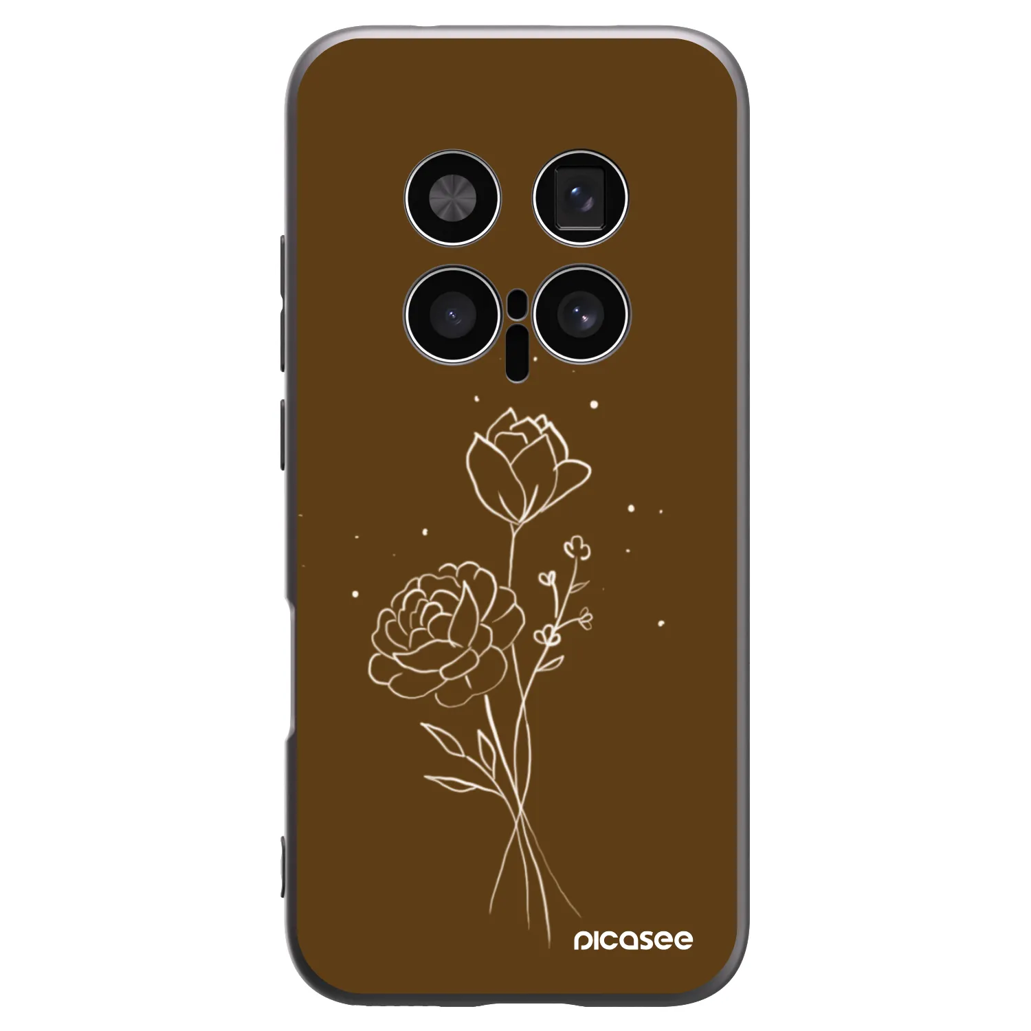 Picasee Μαύρη θήκη σιλικόνης για Honor Magic8 Pro 5G - Brown flowers
