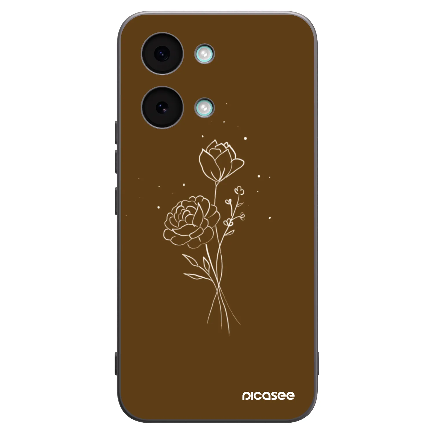 Picasee Μαύρη θήκη σιλικόνης για Xiaomi Poco X8 Pro Max - Brown flowers