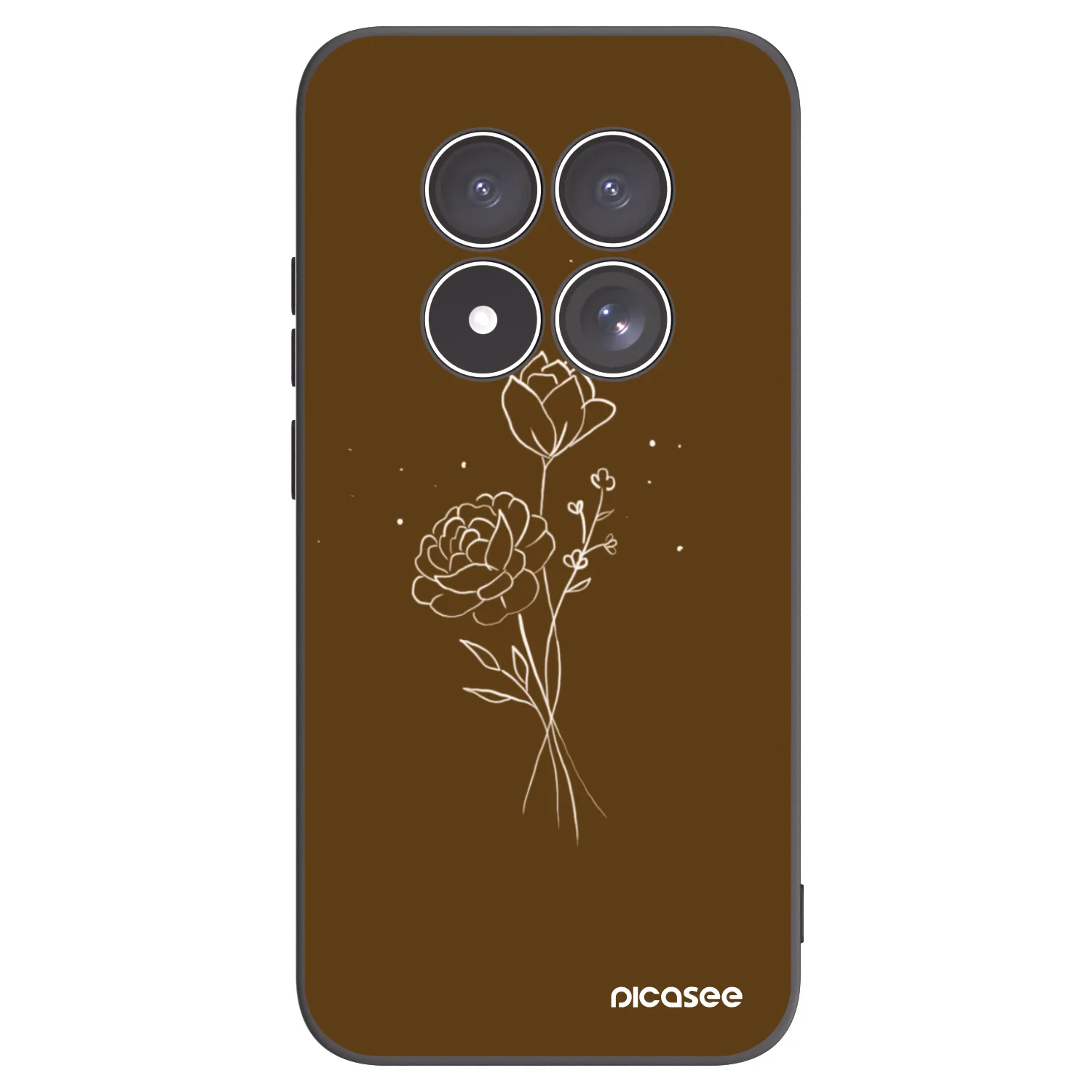Picasee Μαύρη θήκη σιλικόνης για Xiaomi Redmi Note 15 Pro 5G - Brown flowers