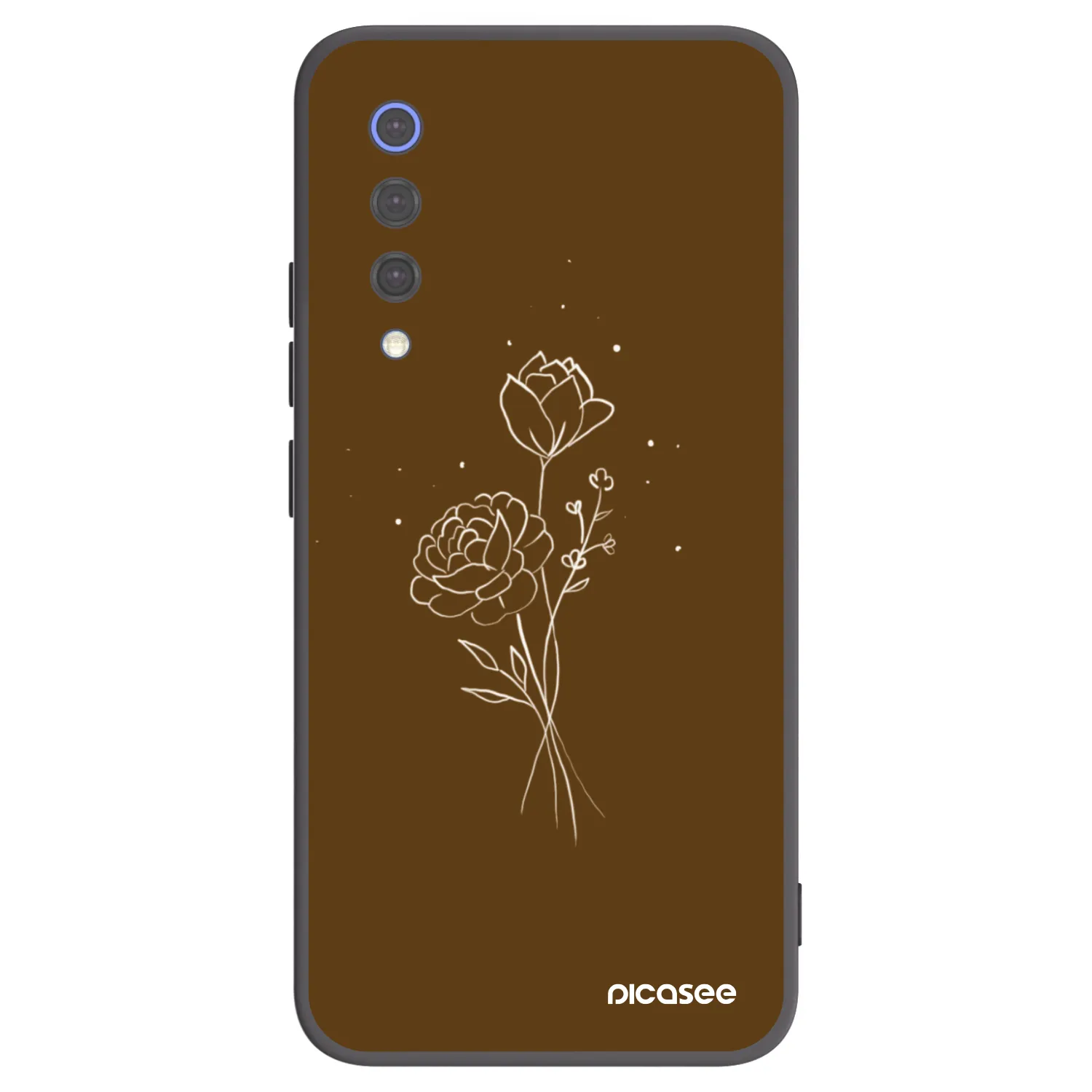 Picasee Μαύρη θήκη σιλικόνης για Xiaomi Mi 9 SE - Brown flowers