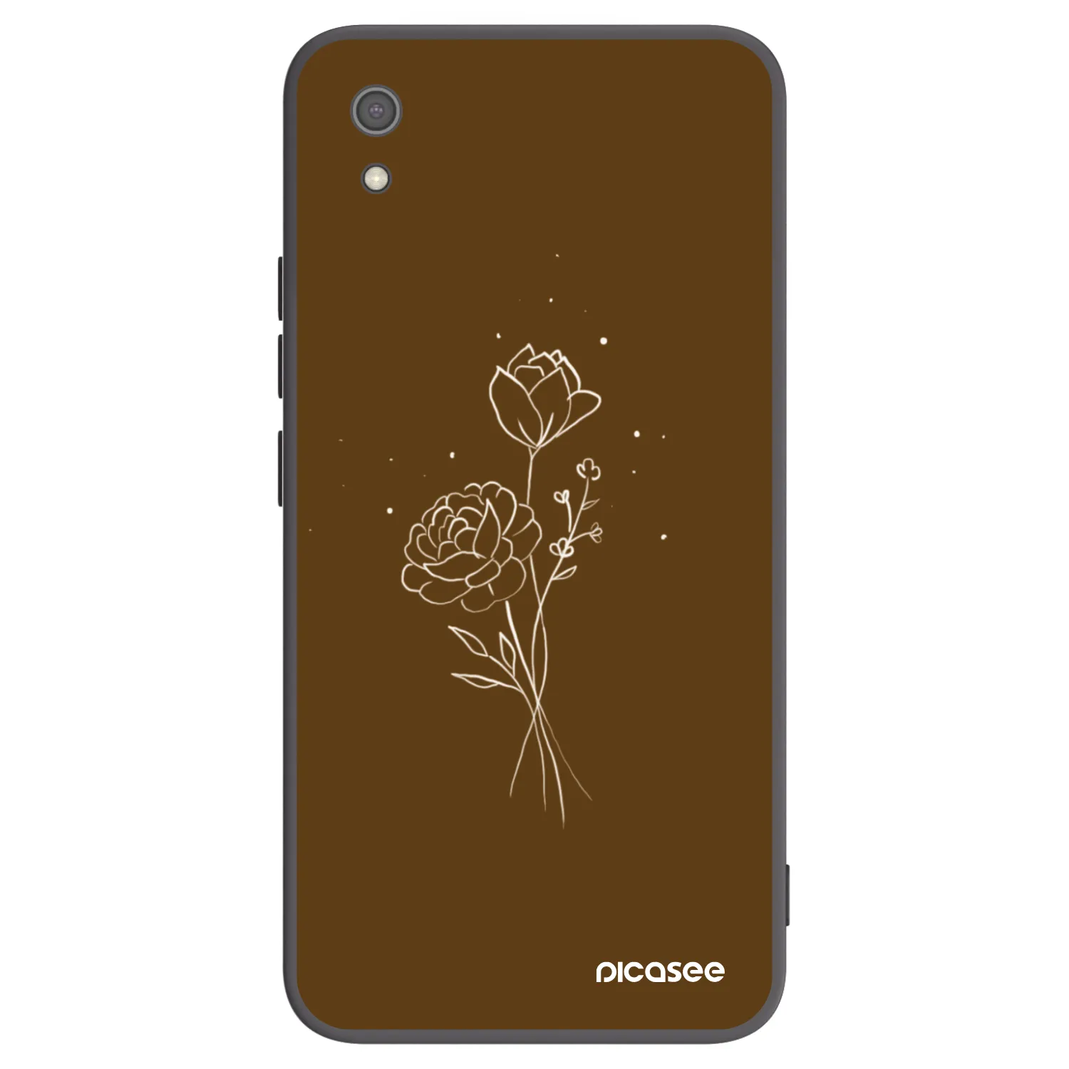 Picasee Μαύρη θήκη σιλικόνης για Xiaomi Redmi 7A - Brown flowers