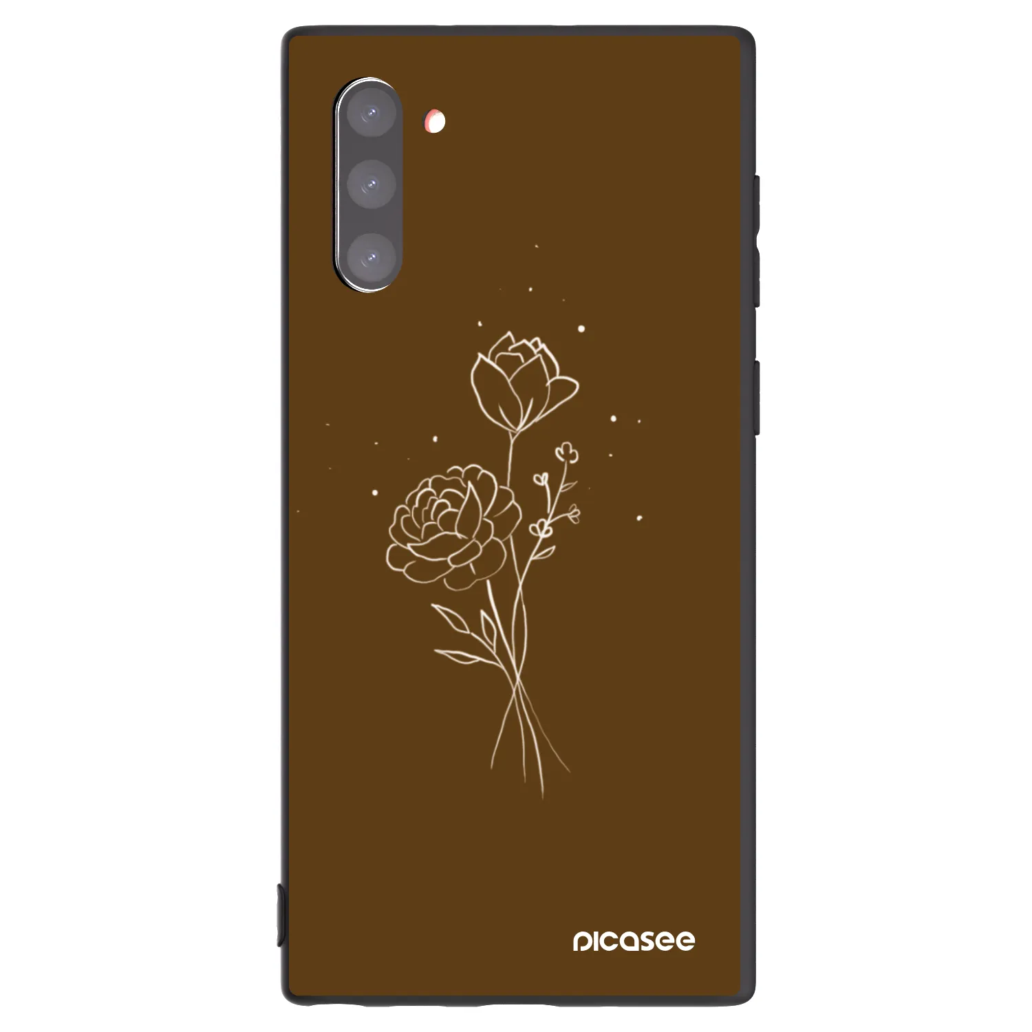 Picasee Μαύρη θήκη σιλικόνης για Samsung Galaxy Note 10 N970F - Brown flowers
