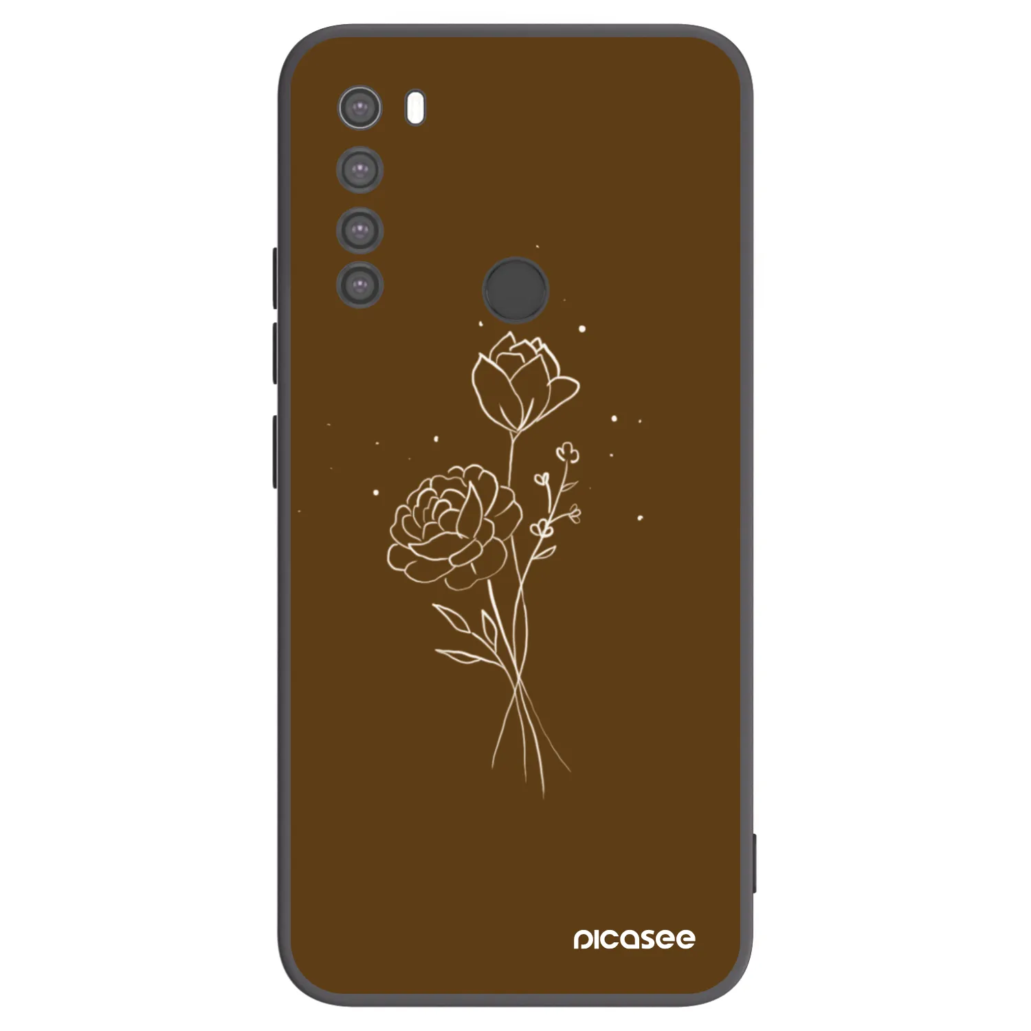 Picasee Μαύρη θήκη σιλικόνης για Xiaomi Redmi Note 8 - Brown flowers