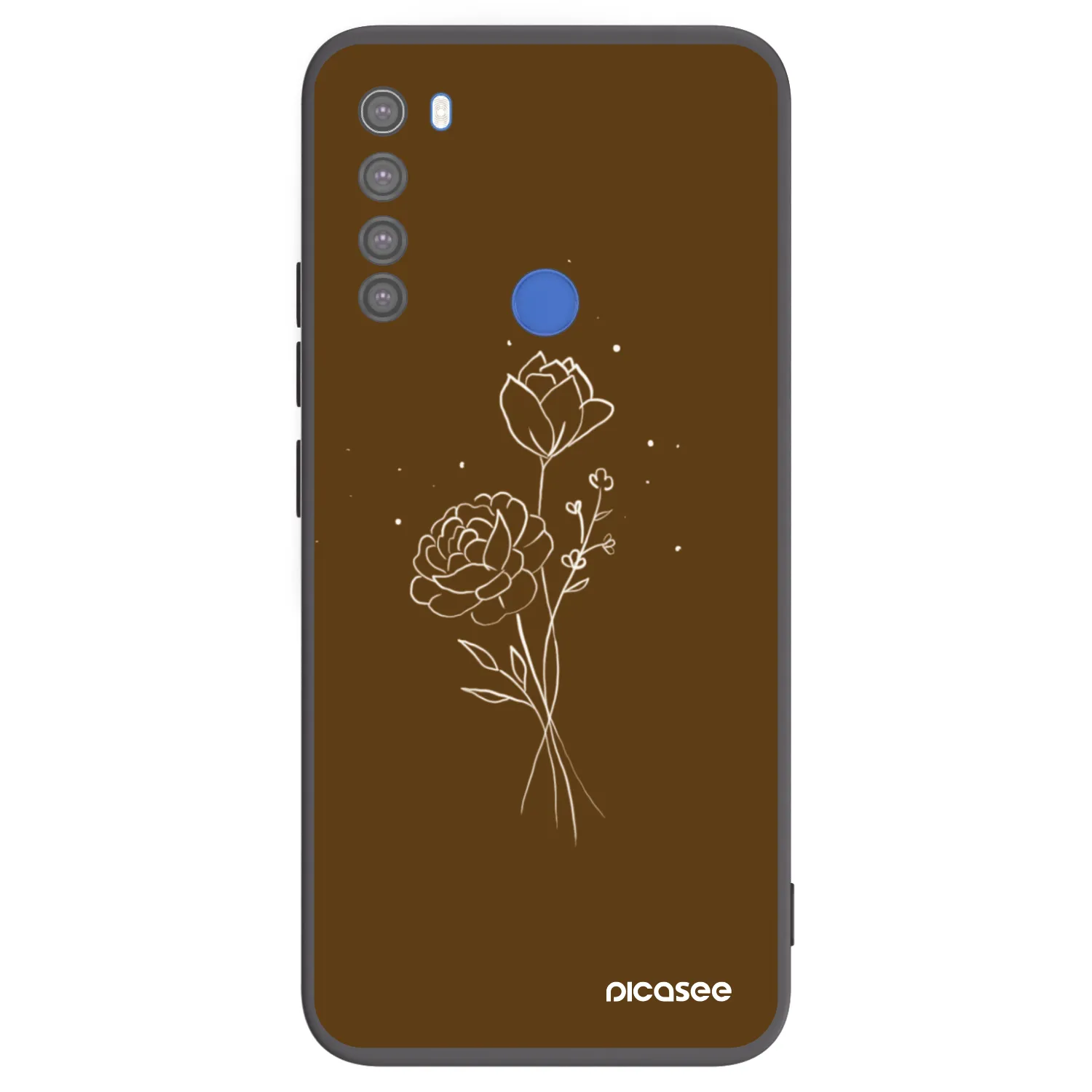 Picasee Μαύρη θήκη σιλικόνης για Xiaomi Redmi Note 8T - Brown flowers