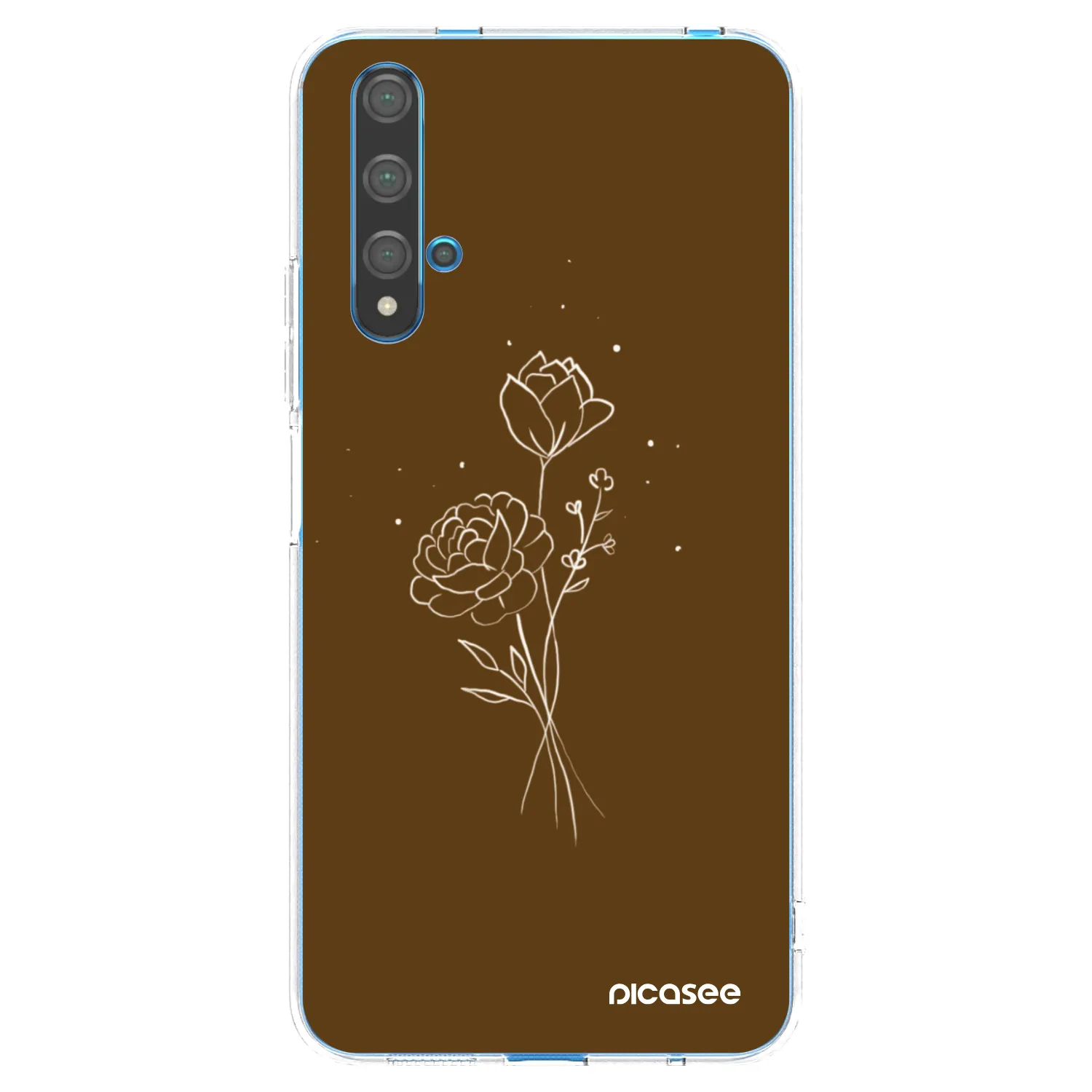 Picasee διαφανής θήκη σιλικόνης Huawei Nova 5T - Brown flowers