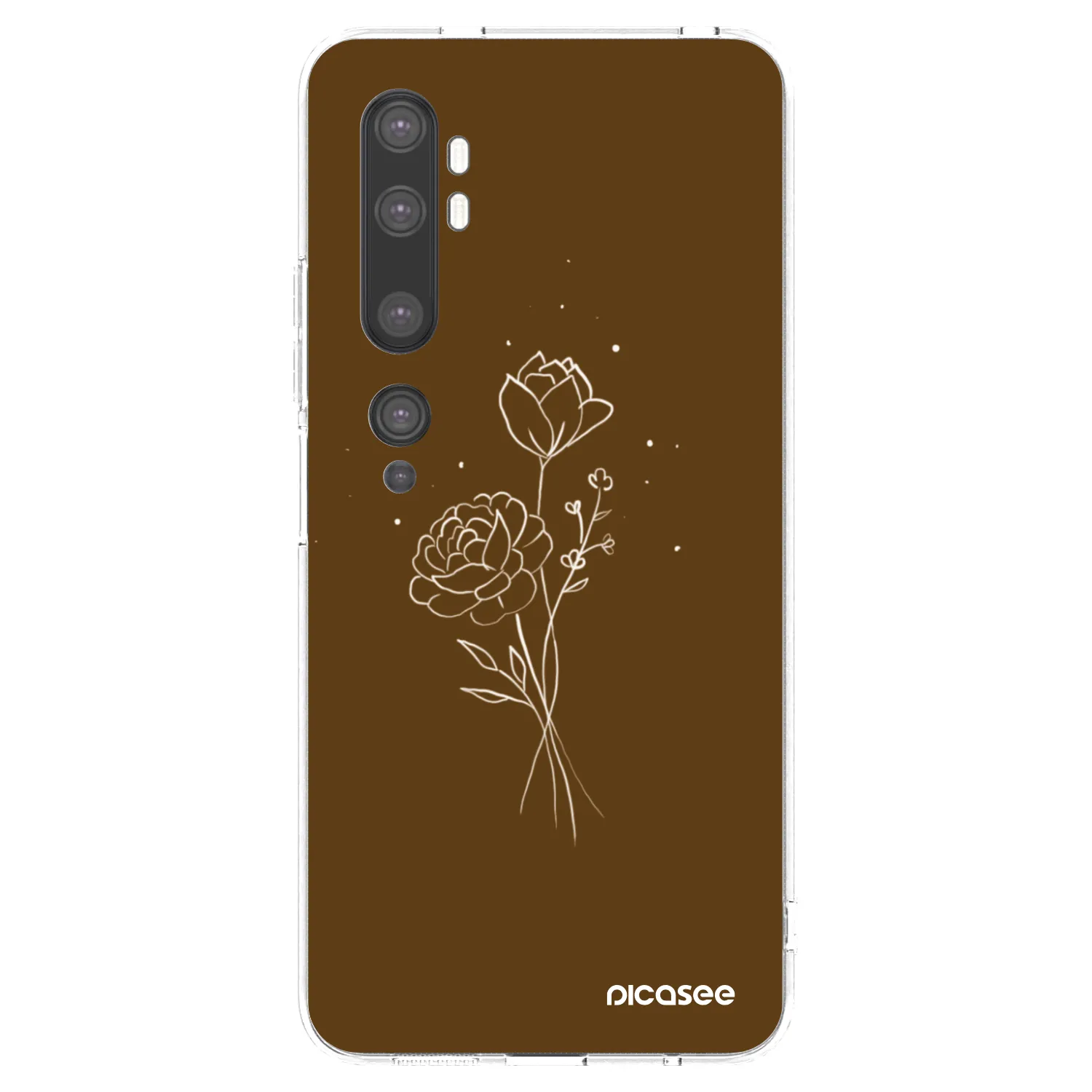 Picasee διαφανής θήκη σιλικόνης Xiaomi Mi Note 10 (Pro) - Brown flowers