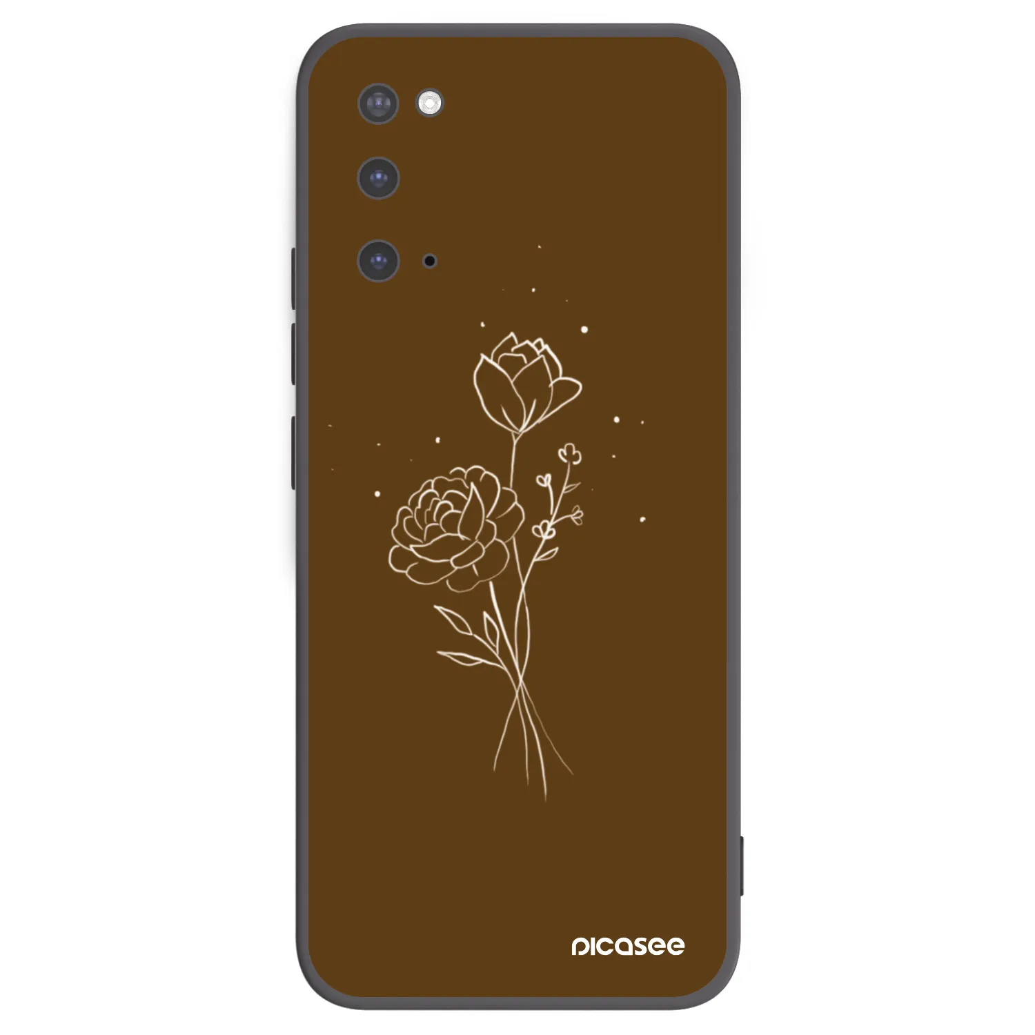Picasee Μαύρη θήκη σιλικόνης για Samsung Galaxy S20 G980F - Brown flowers