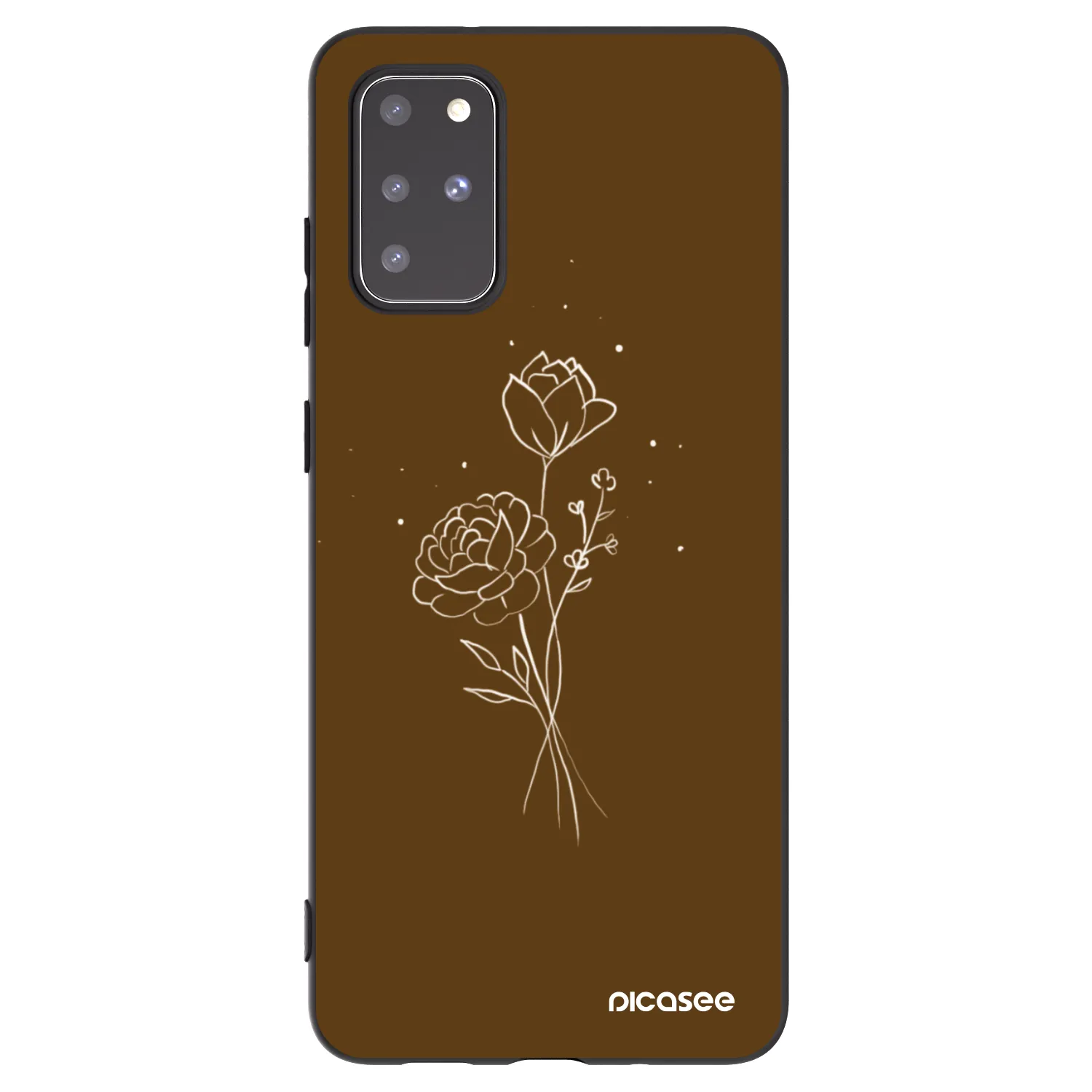 Picasee Μαύρη θήκη σιλικόνης για Samsung Galaxy S20+ G985F - Brown flowers