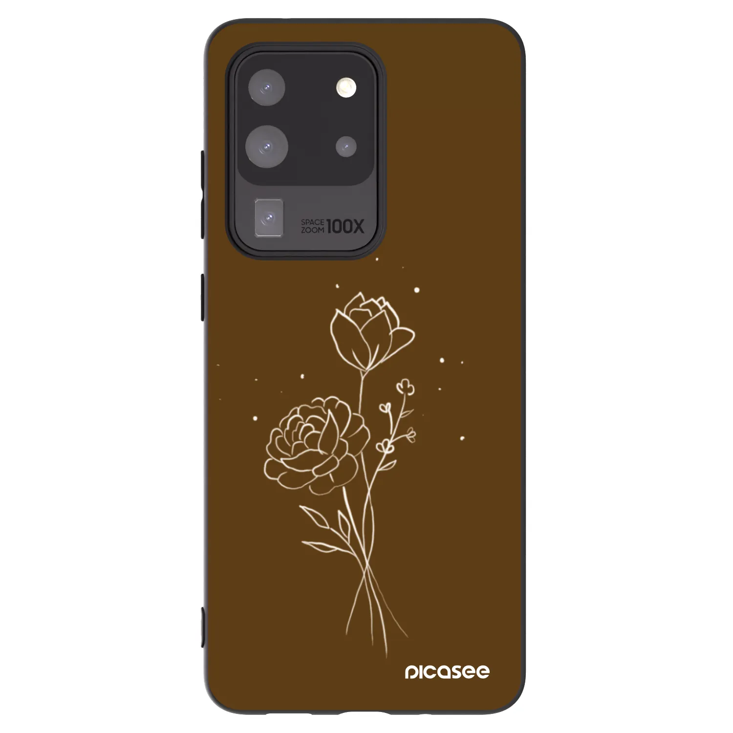 Picasee Μαύρη θήκη σιλικόνης για Samsung Galaxy S20 Ultra 5G G988F - Brown flowers