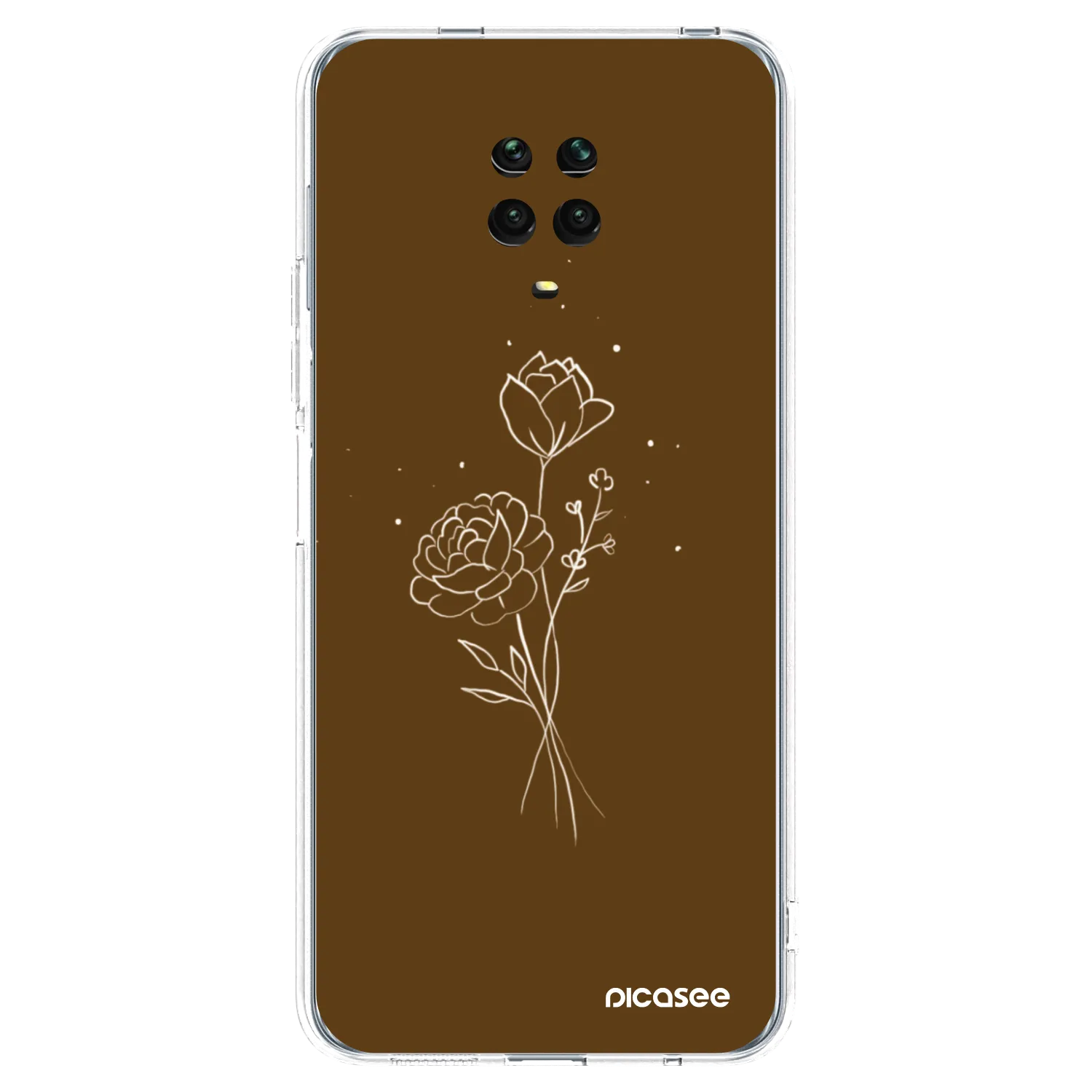 Picasee διαφανής θήκη σιλικόνης Xiaomi Redmi Note 9 Pro - Brown flowers