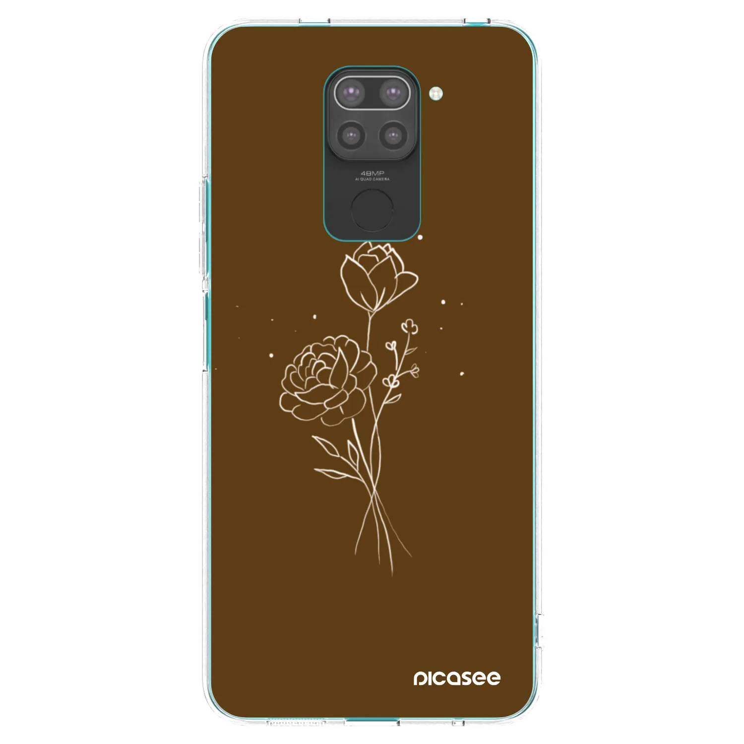 Picasee Μαύρη θήκη σιλικόνης για Xiaomi Redmi Note 9 - Brown flowers