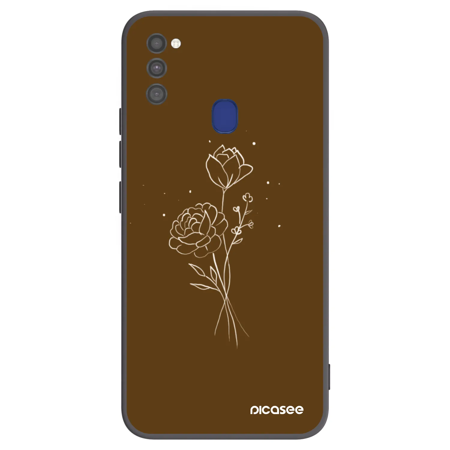 Picasee Μαύρη θήκη σιλικόνης για Samsung Galaxy M21 M215F - Brown flowers