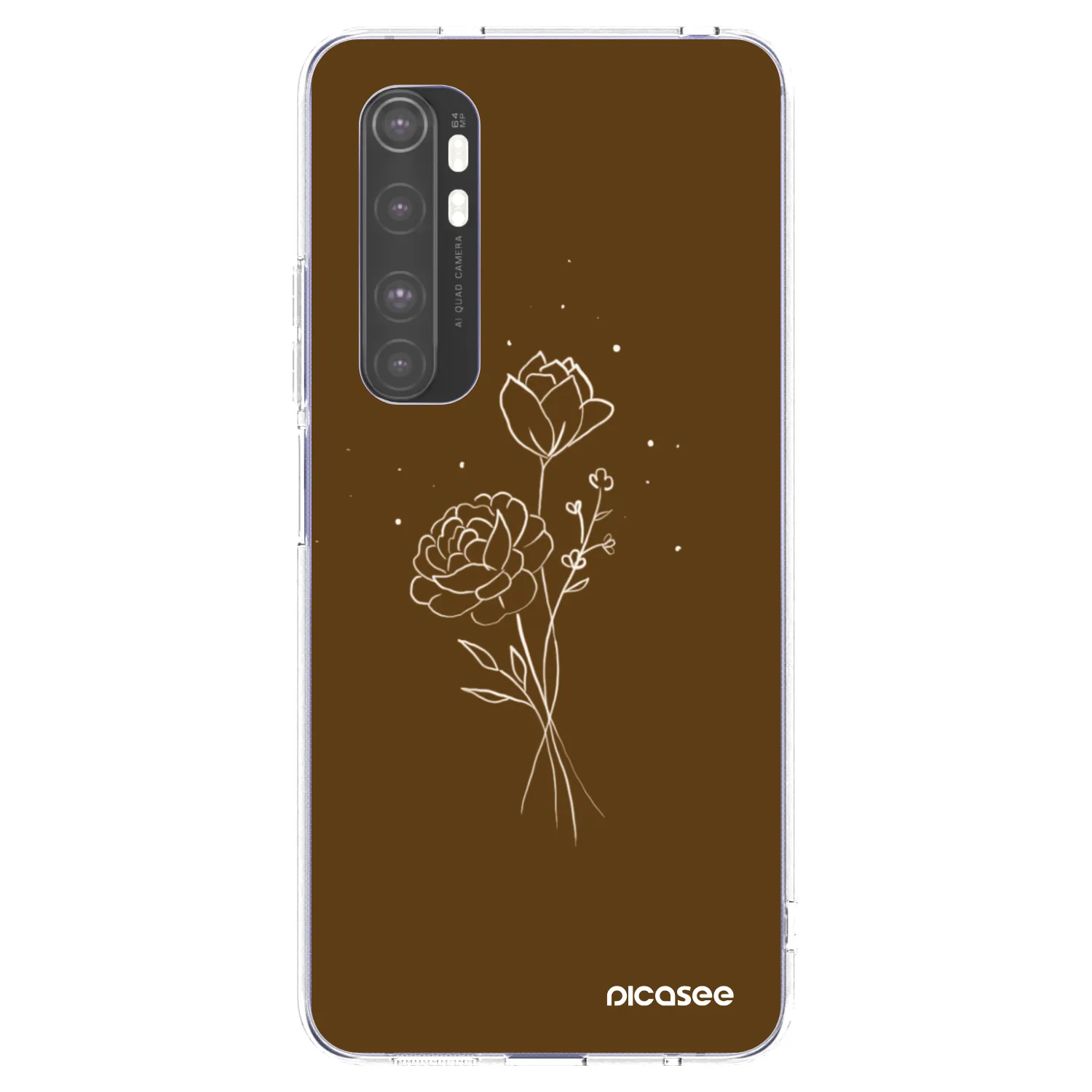 Picasee διαφανής θήκη σιλικόνης Xiaomi Mi Note 10 Lite - Brown flowers