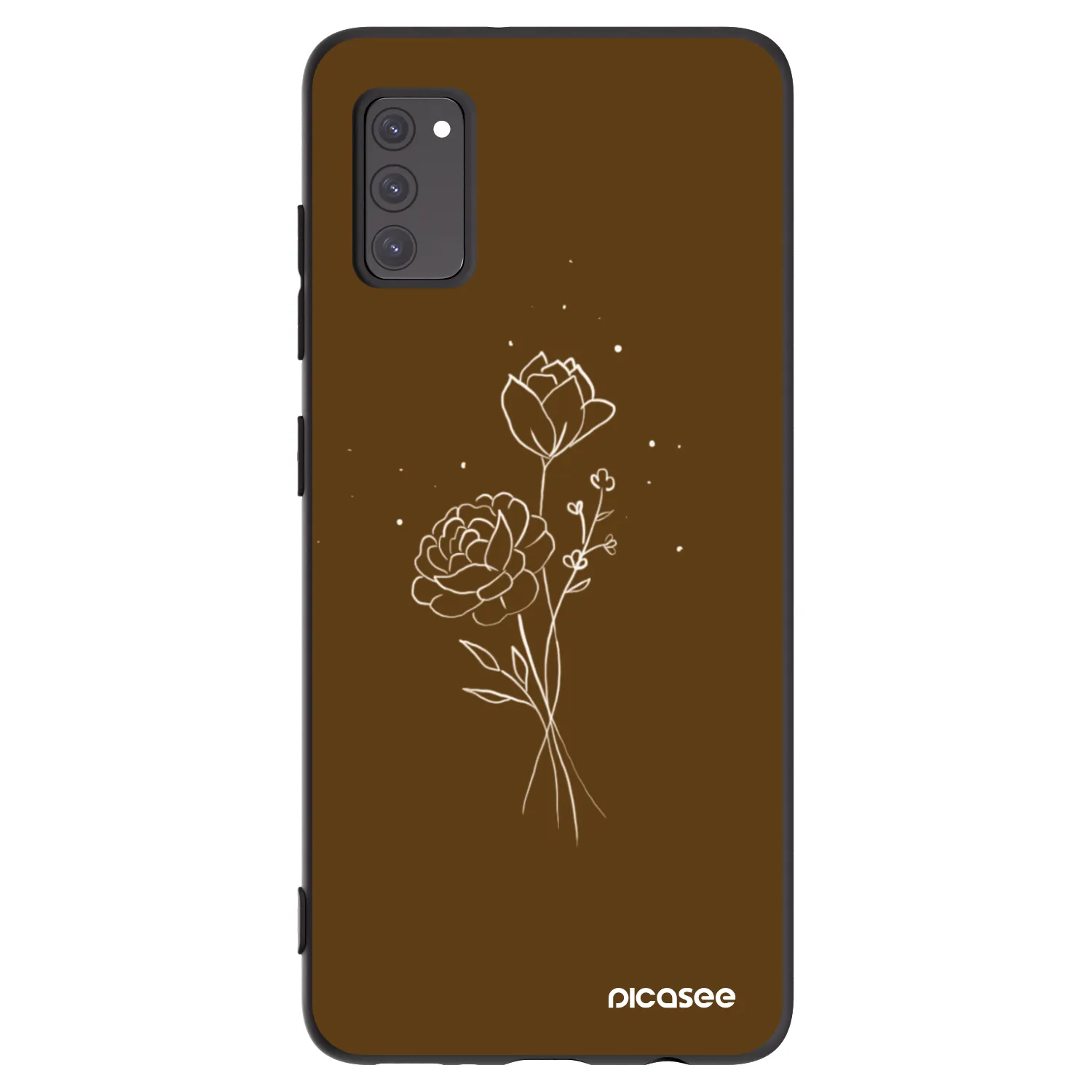 Picasee Μαύρη θήκη σιλικόνης για Samsung Galaxy A41 A415F - Brown flowers