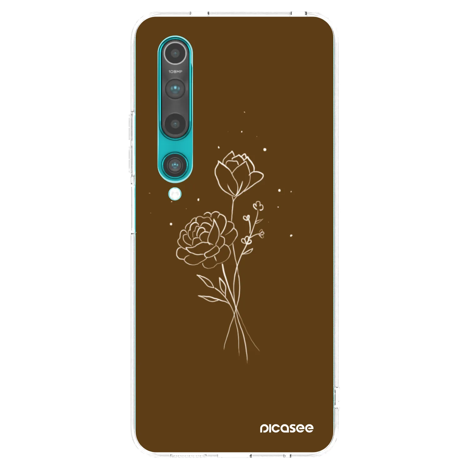 Picasee διαφανής θήκη σιλικόνης Xiaomi Mi 10 - Brown flowers