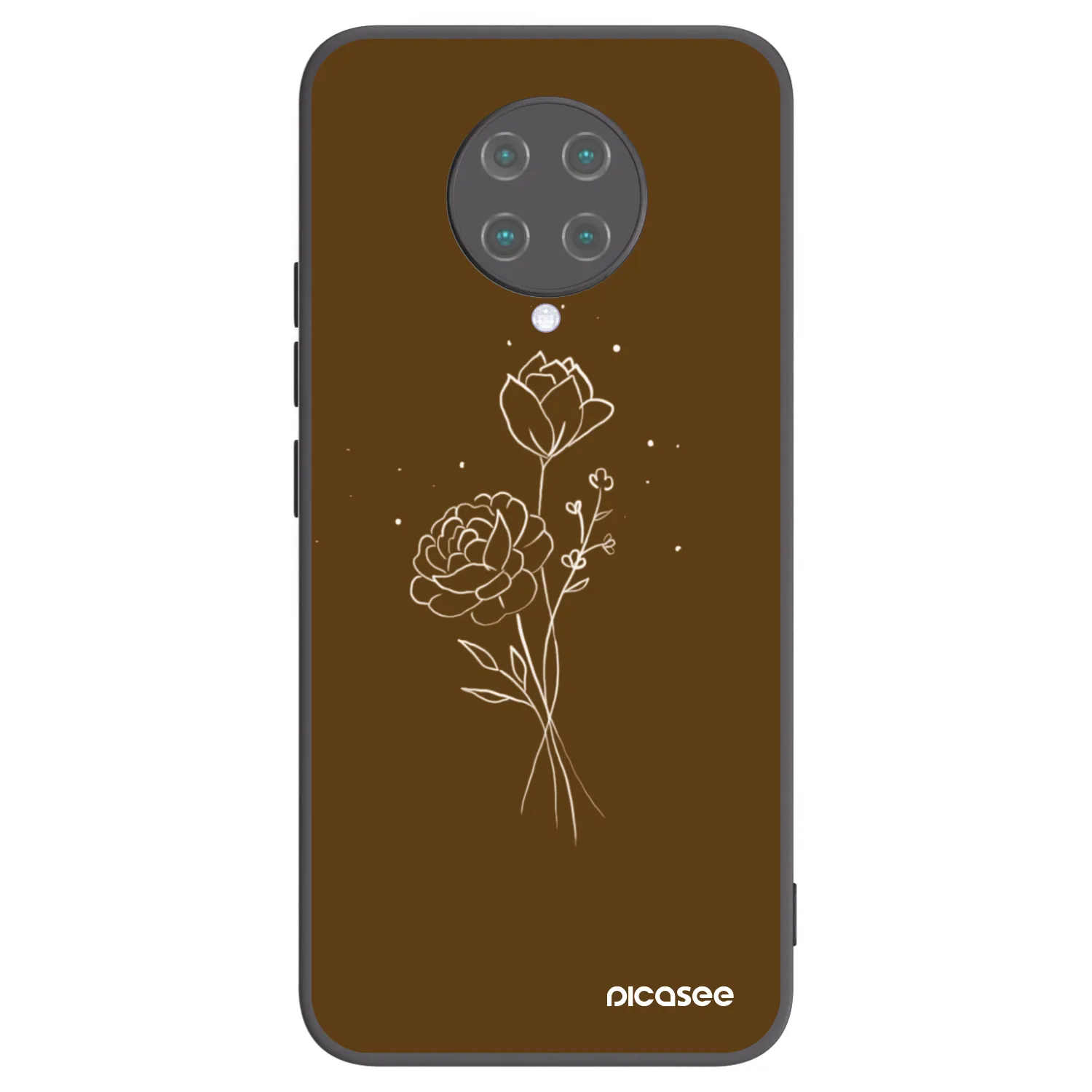 Picasee Μαύρη θήκη σιλικόνης για Xiaomi Poco F2 Pro - Brown flowers