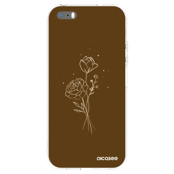Picasee διαφανής θήκη σιλικόνης Apple iPhone 5/5S/SE - Brown flowers