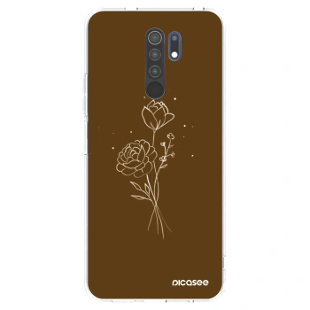 Picasee διαφανής θήκη σιλικόνης Xiaomi Redmi 9 - Brown flowers