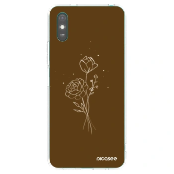 Picasee διαφανής θήκη σιλικόνης Xiaomi Redmi 9A - Brown flowers
