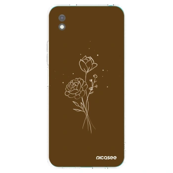Picasee Μαύρη θήκη σιλικόνης για Xiaomi Redmi 9A - Brown flowers