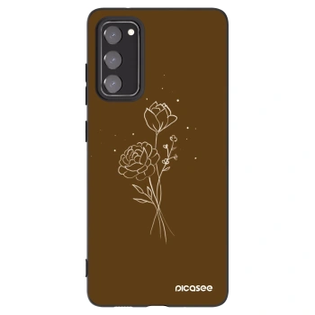 Picasee Μαύρη θήκη σιλικόνης για Samsung Galaxy S20 FE - Brown flowers