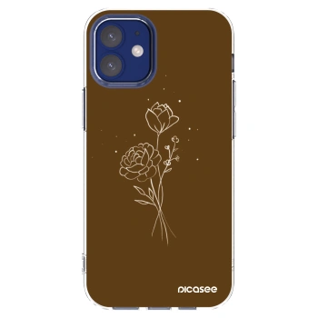 Picasee διαφανής θήκη σιλικόνης Apple iPhone 12 mini - Brown flowers