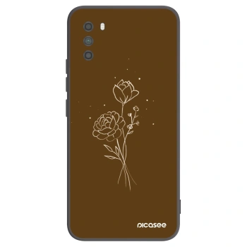 Picasee Μαύρη θήκη σιλικόνης για Xiaomi Poco M3 - Brown flowers