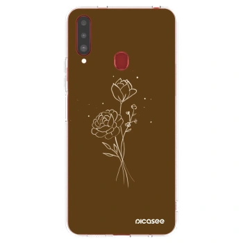 Picasee διαφανής θήκη σιλικόνης Samsung Galaxy A20s - Brown flowers