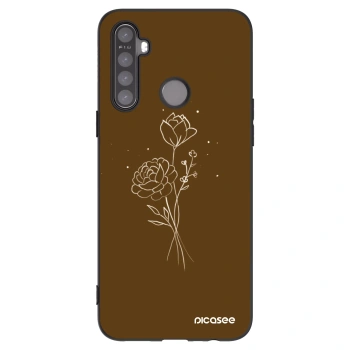 Picasee Μαύρη θήκη σιλικόνης για Realme 5 - Brown flowers