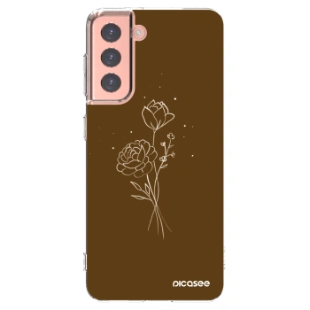 Picasee διαφανής θήκη σιλικόνης Samsung Galaxy S21 5G G991B - Brown flowers
